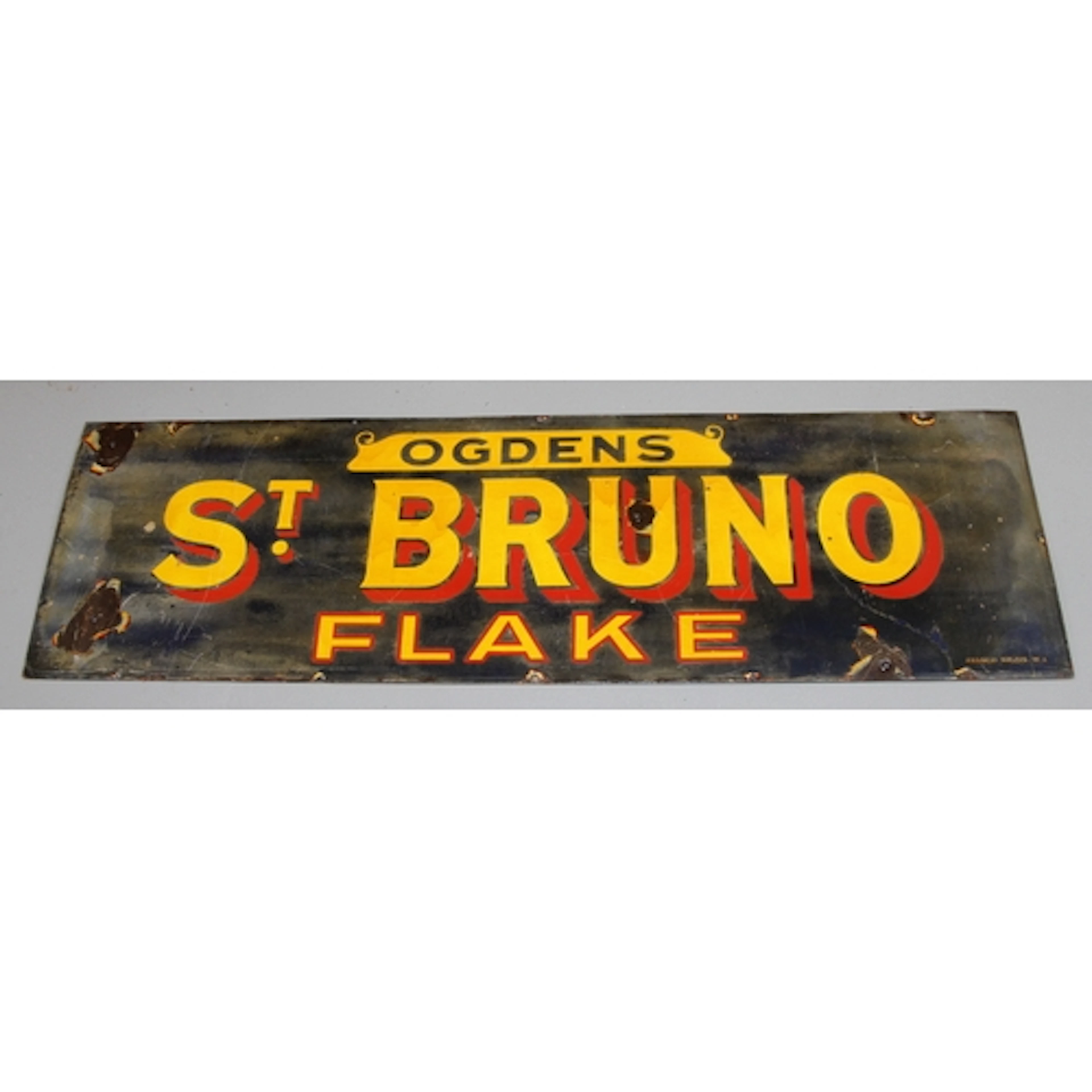 Vintage enamel sign: Large Ogden's St Bruno Flake Tobacco. S...
