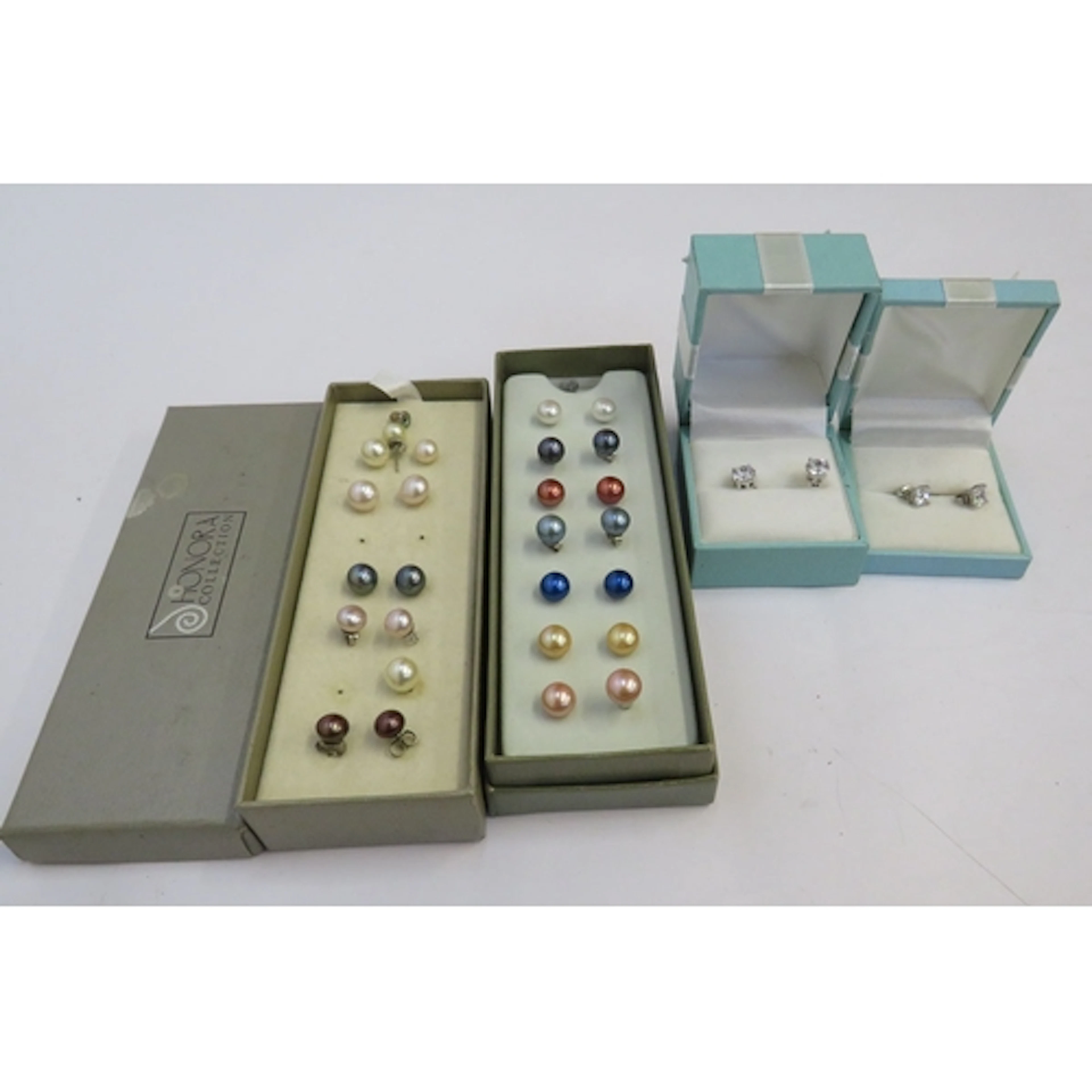Honora Stud Earrings, 2 Pairs Silver & CZ Stud Earrings (LD...