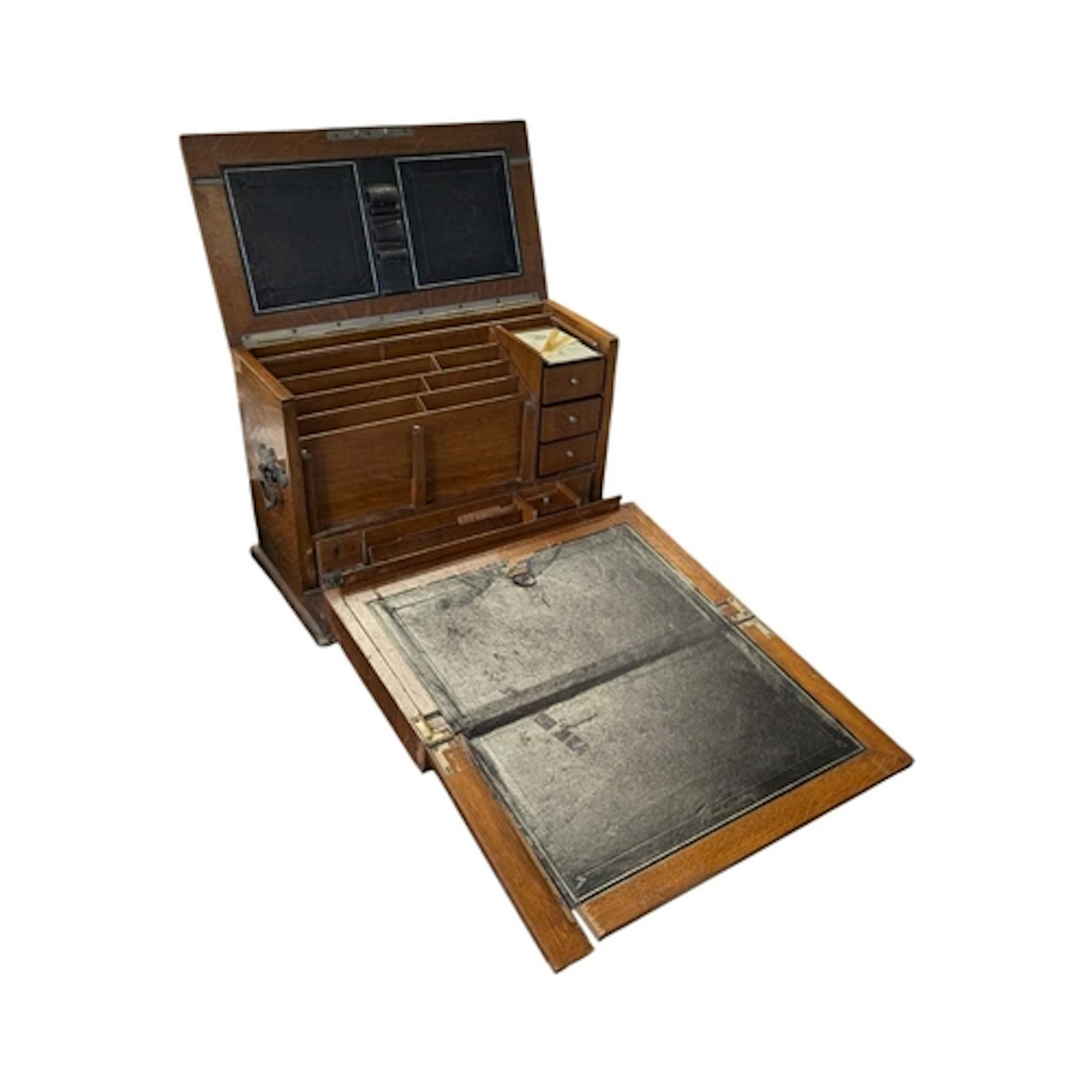 A 19th century Victorian oak wood desk tidy / writing slope....
