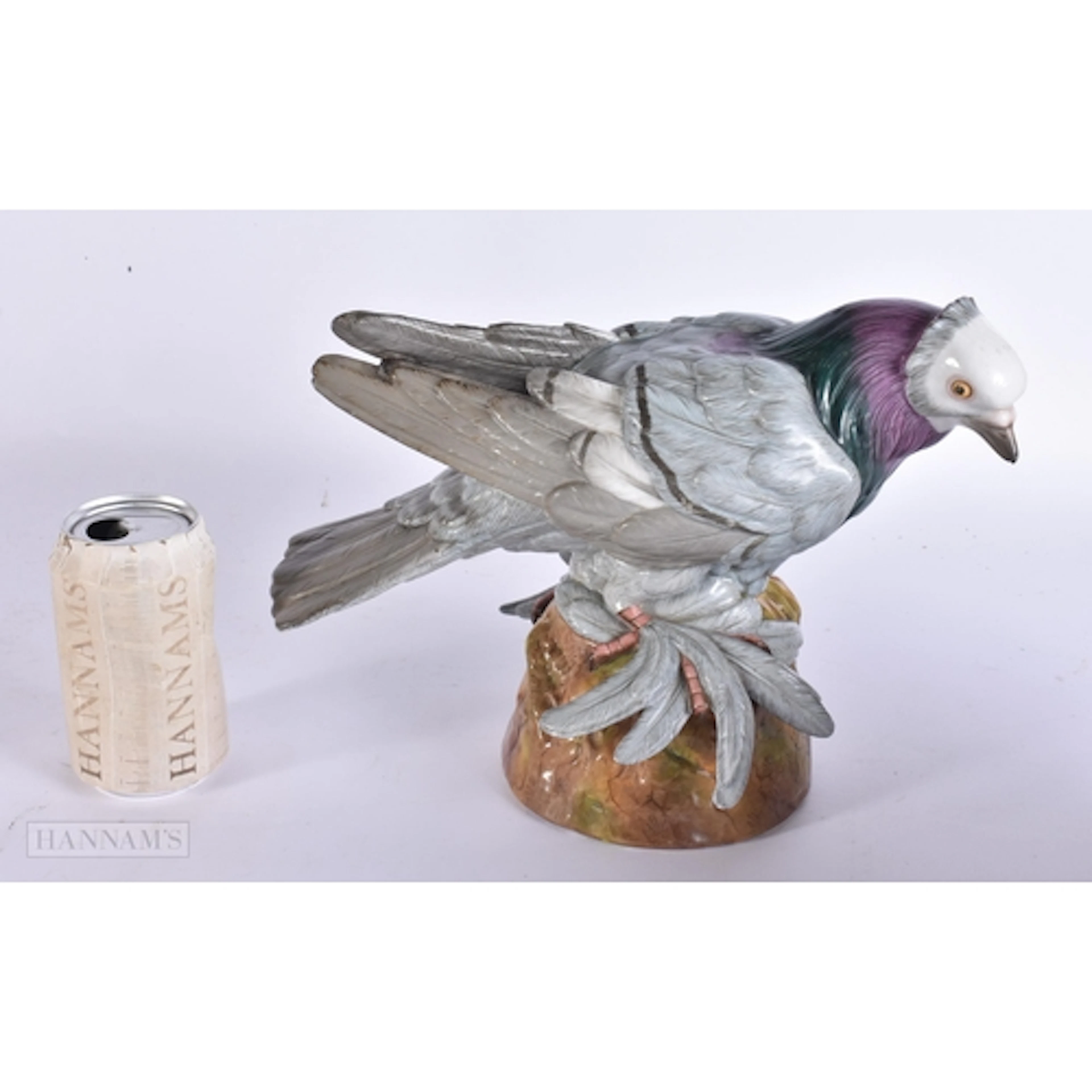 AN UNUSUAL LARGE ANTIQUE GERMAN SITZENDORF PORCELAIN PIGEON....