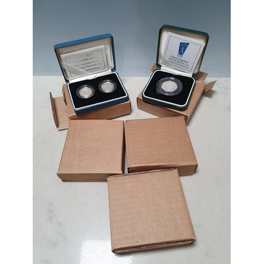 Royal Mint silver proof 50 Pence Coins, 1992/1993 (dual date...