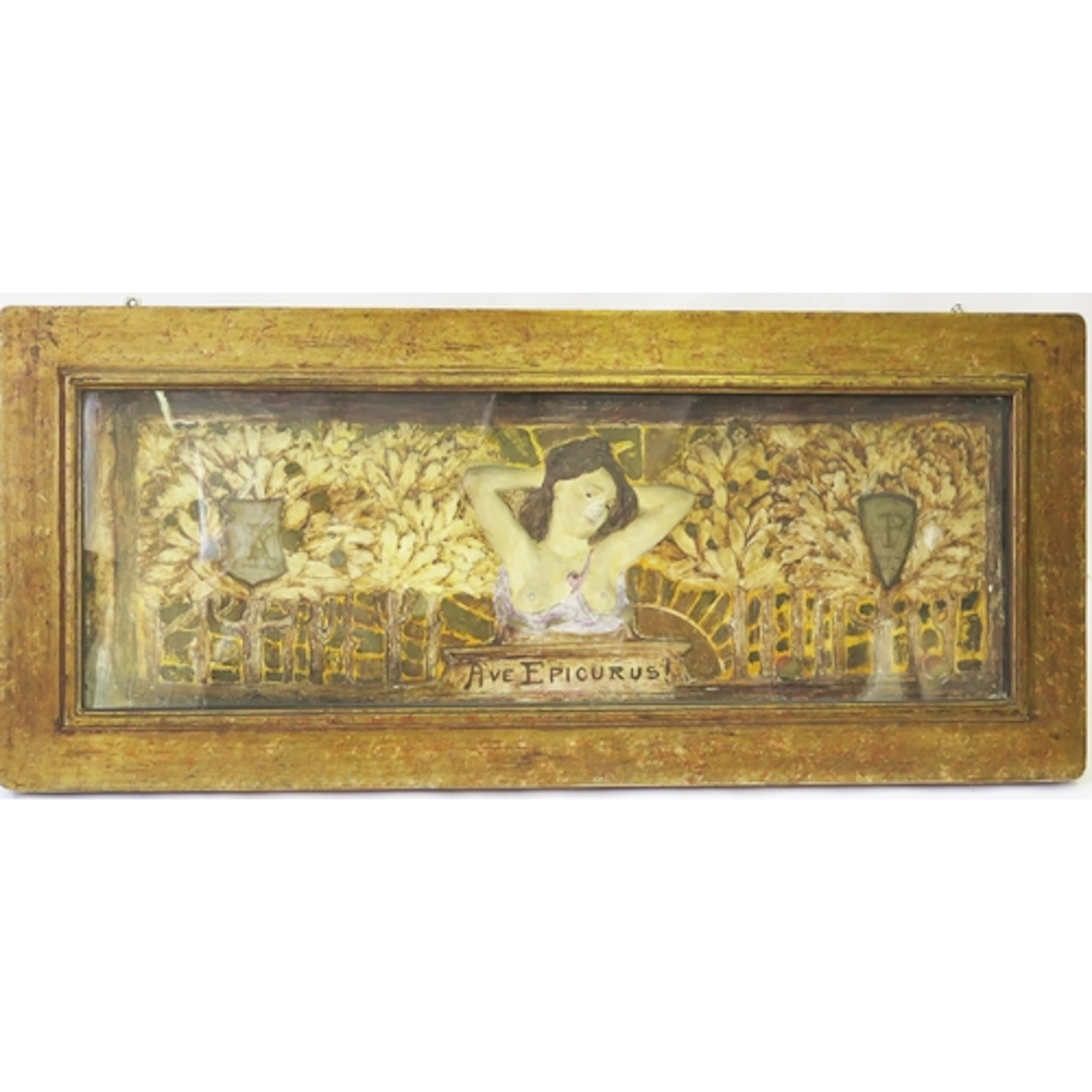 Arts and Crafts decorative plaster plaque with relief Pre - ...