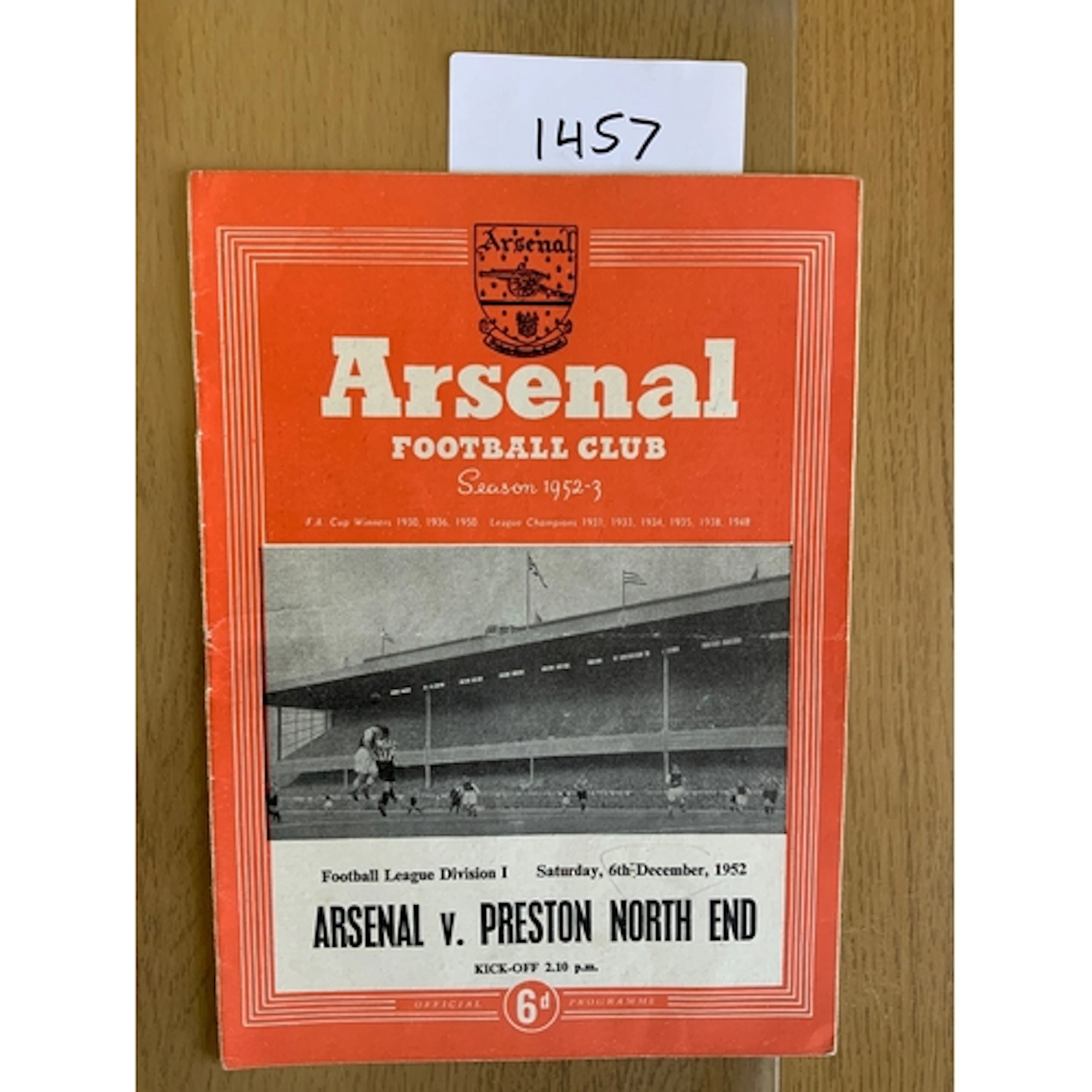 52/53 Arsenal v Preston Postponed Football Programme: Good c...