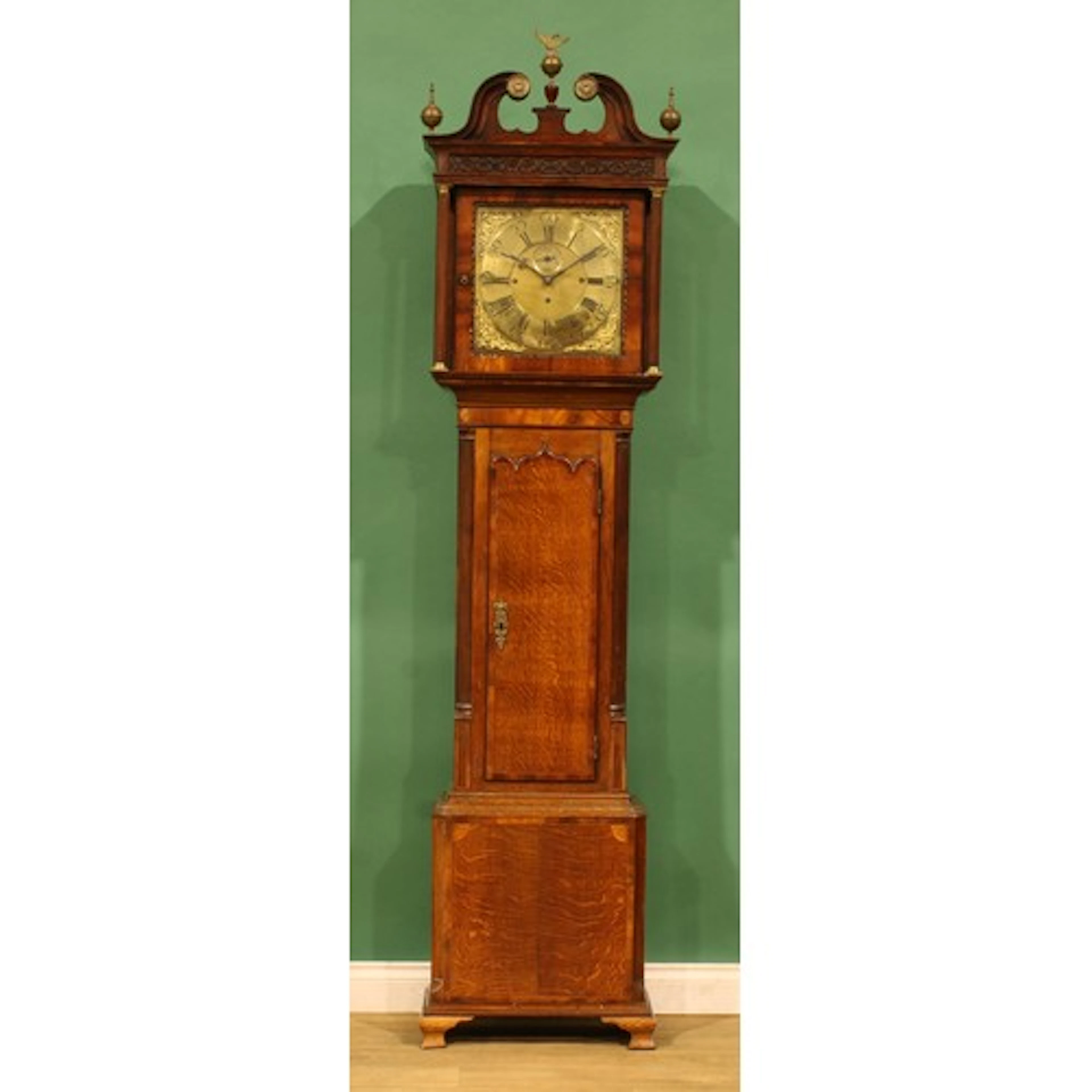 An 18th century oak and mahogany longcase clock, 33cm square...