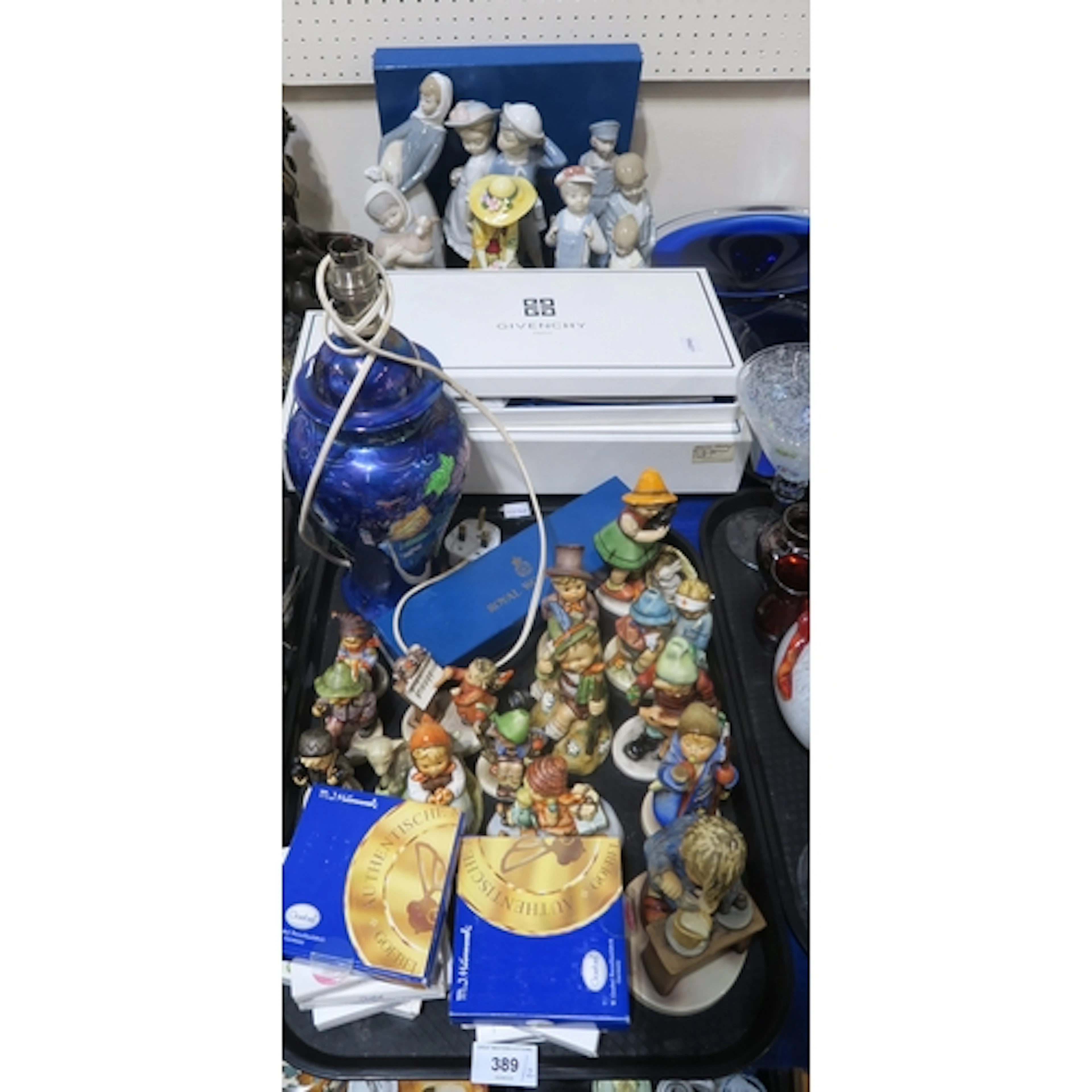Boxed Givenchy tea set, assorted Lladro figures, Hummel figu...