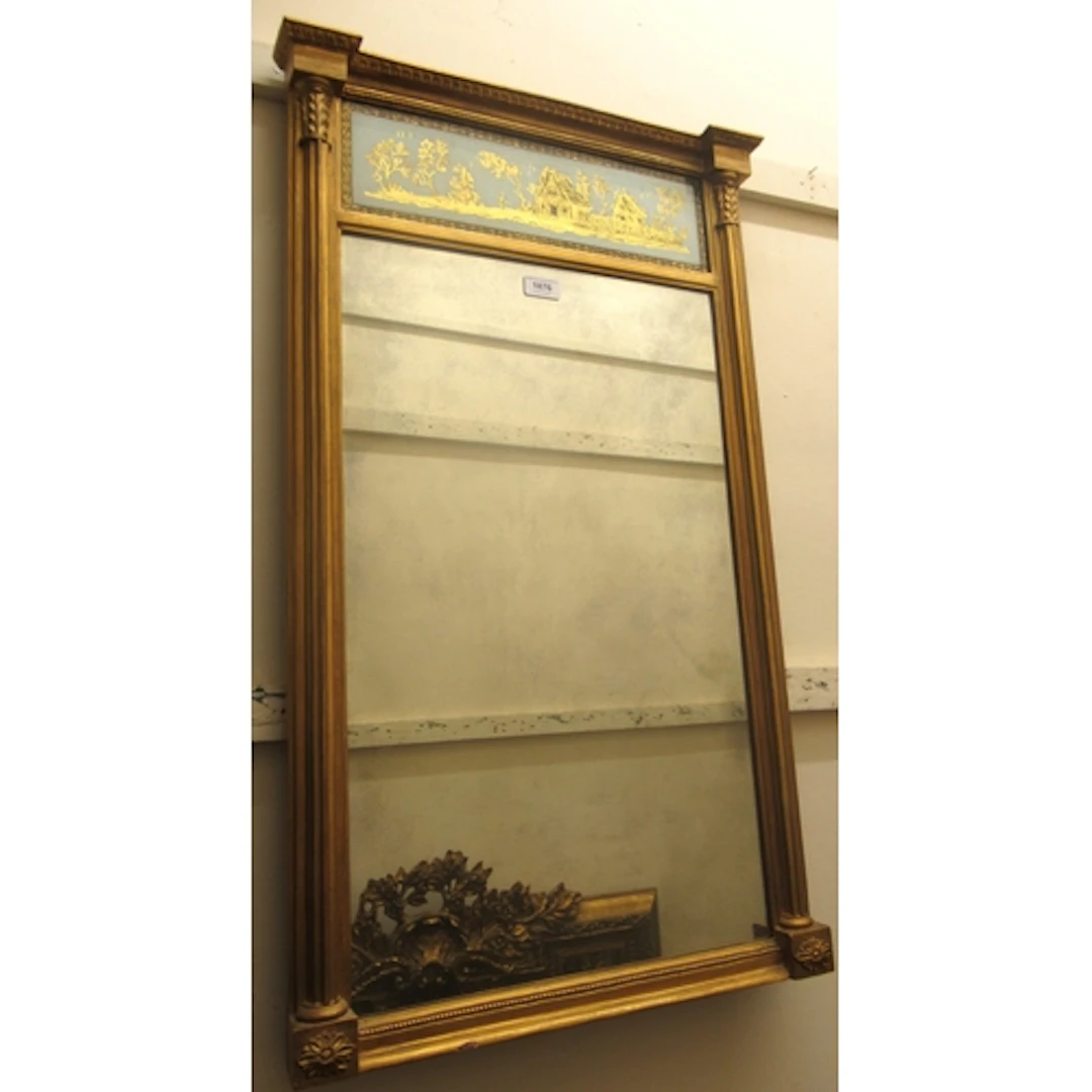 Regency rectangular gilded composition pier mirror, with ver...