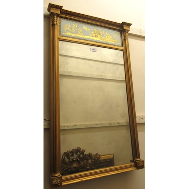 Regency rectangular gilded composition pier mirror, with ver...