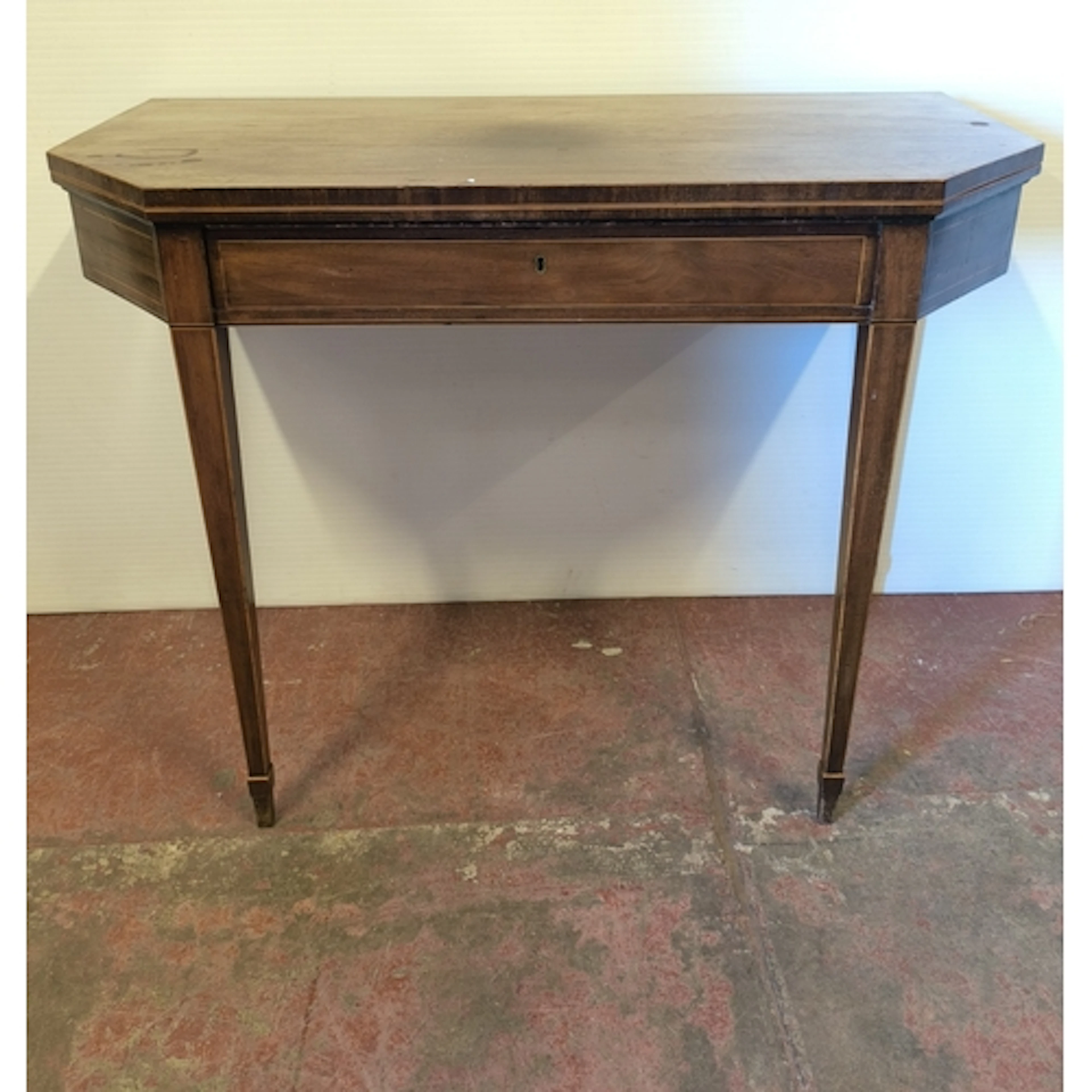 Georgian inlaid mahogany extending tea table with hexagonal ...