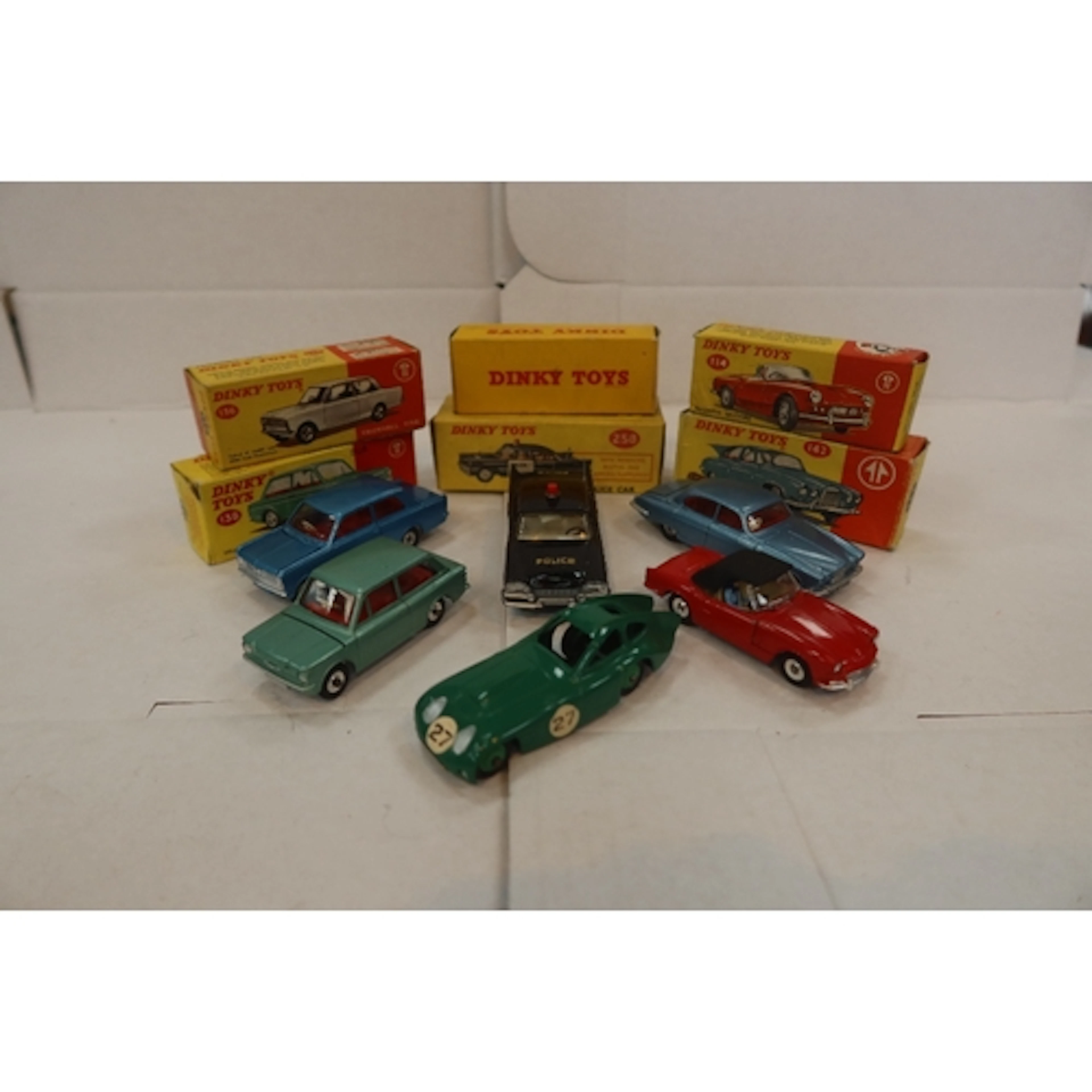 Dinky Toys 136, 138, 142, 163, 114, 258