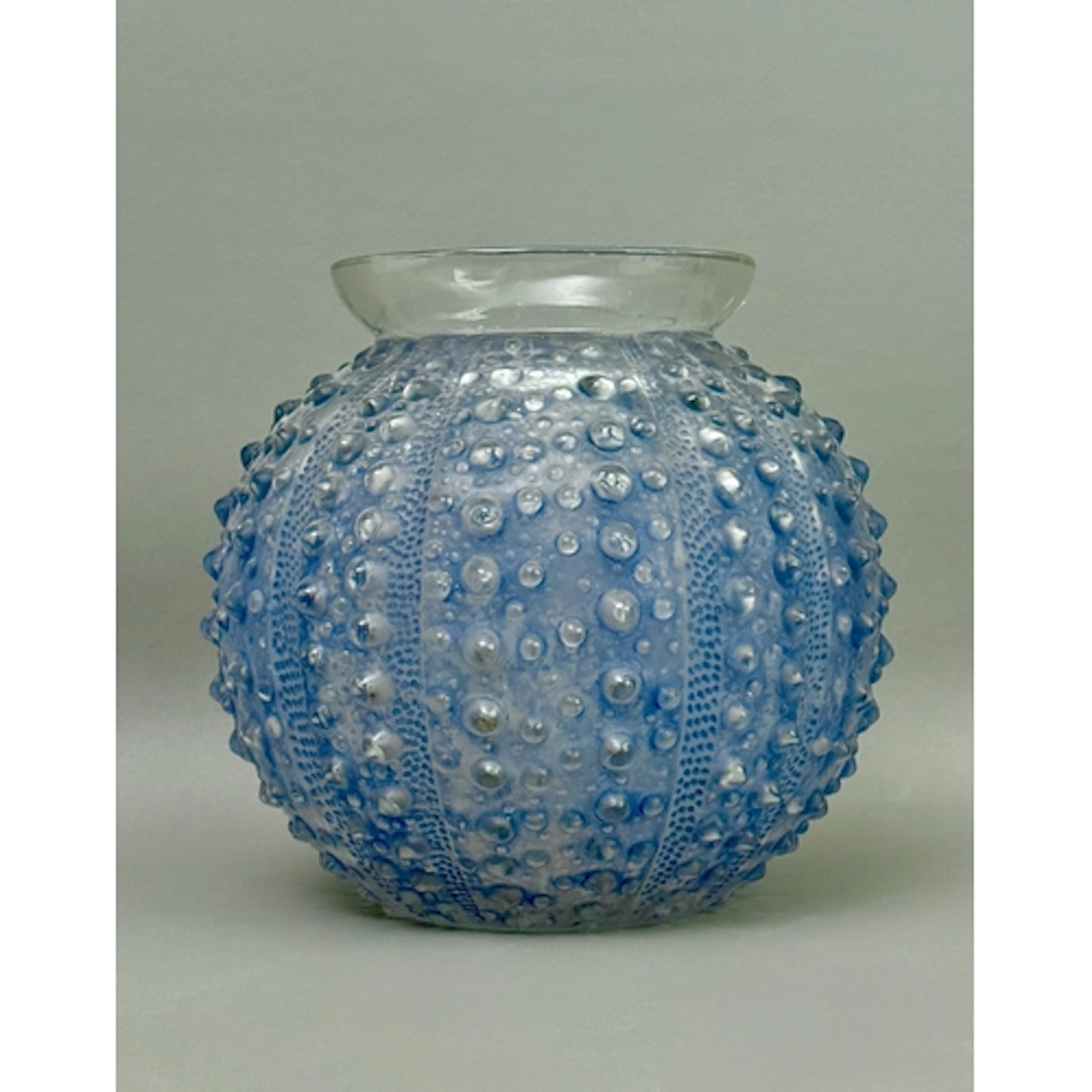 A 1930s Rene Lalique 'Oursin' vase - blue stained clear and ...