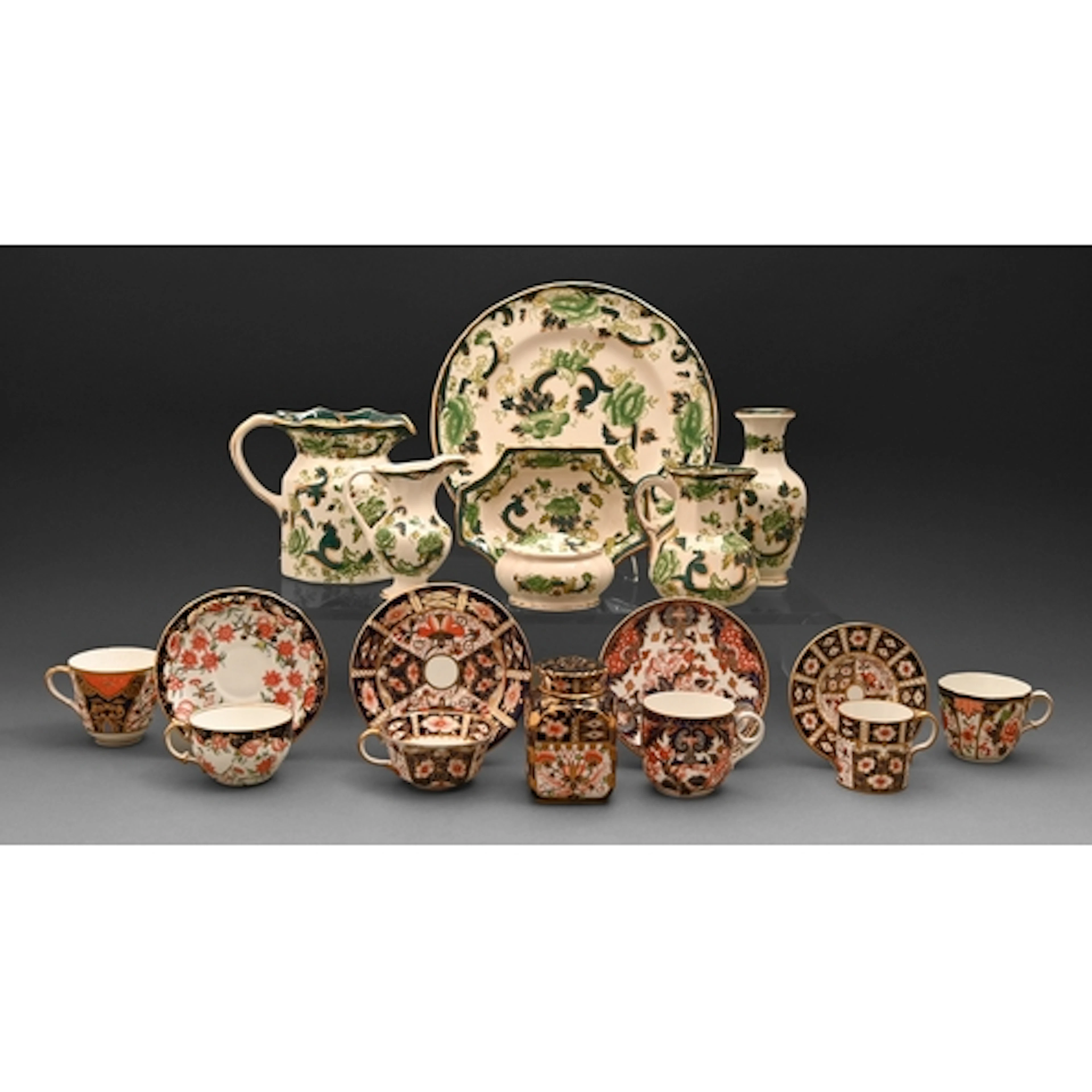 A Royal Crown Derby Imari Witches pattern tea cannister and ...