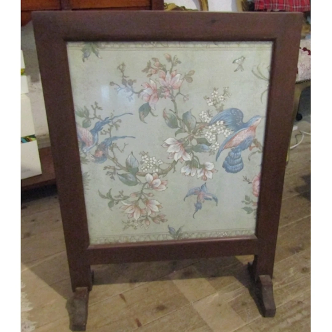 Needle Point Panel Decorated Fire Screen Oak Framed Approxim...