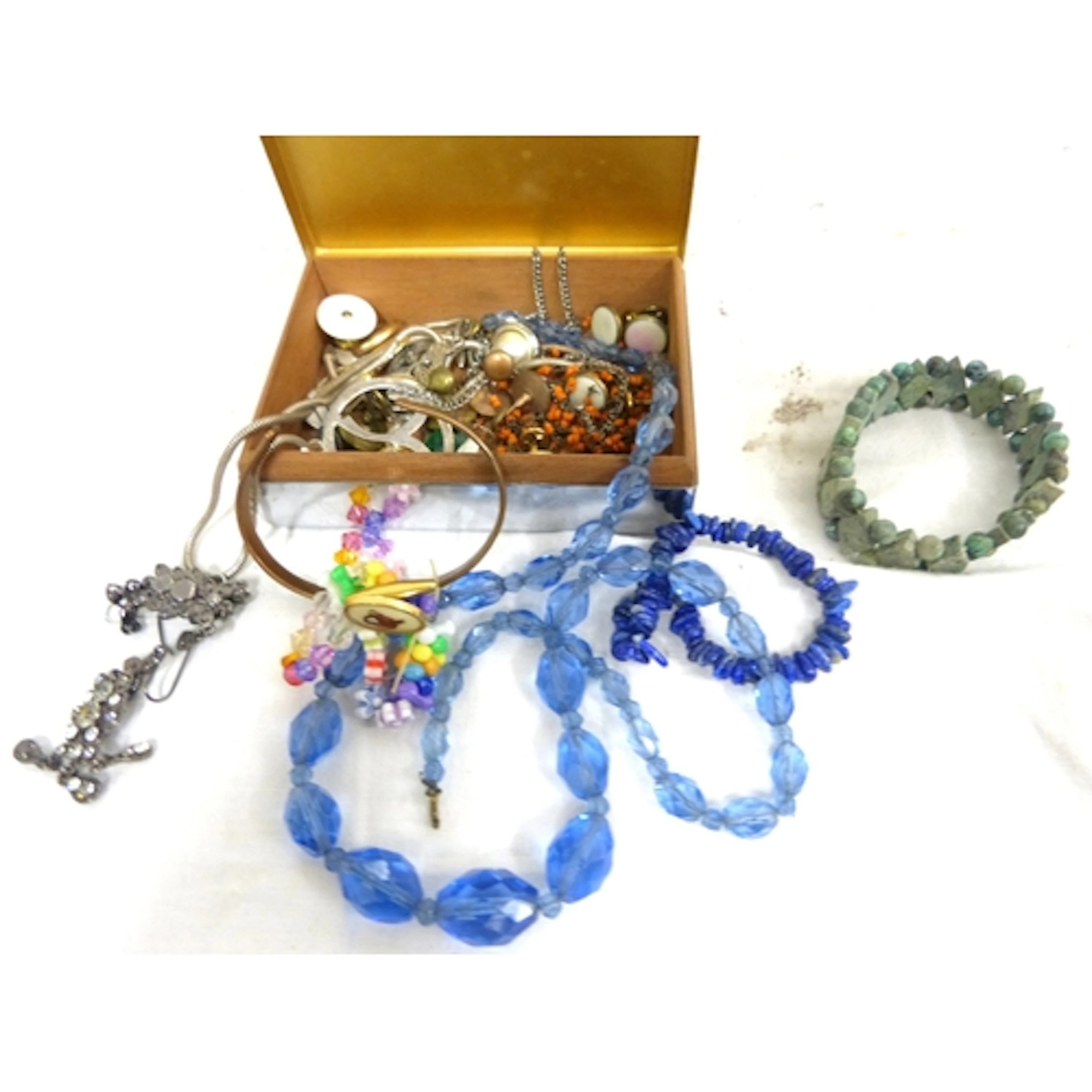 Box of vintage costume jewellery.
