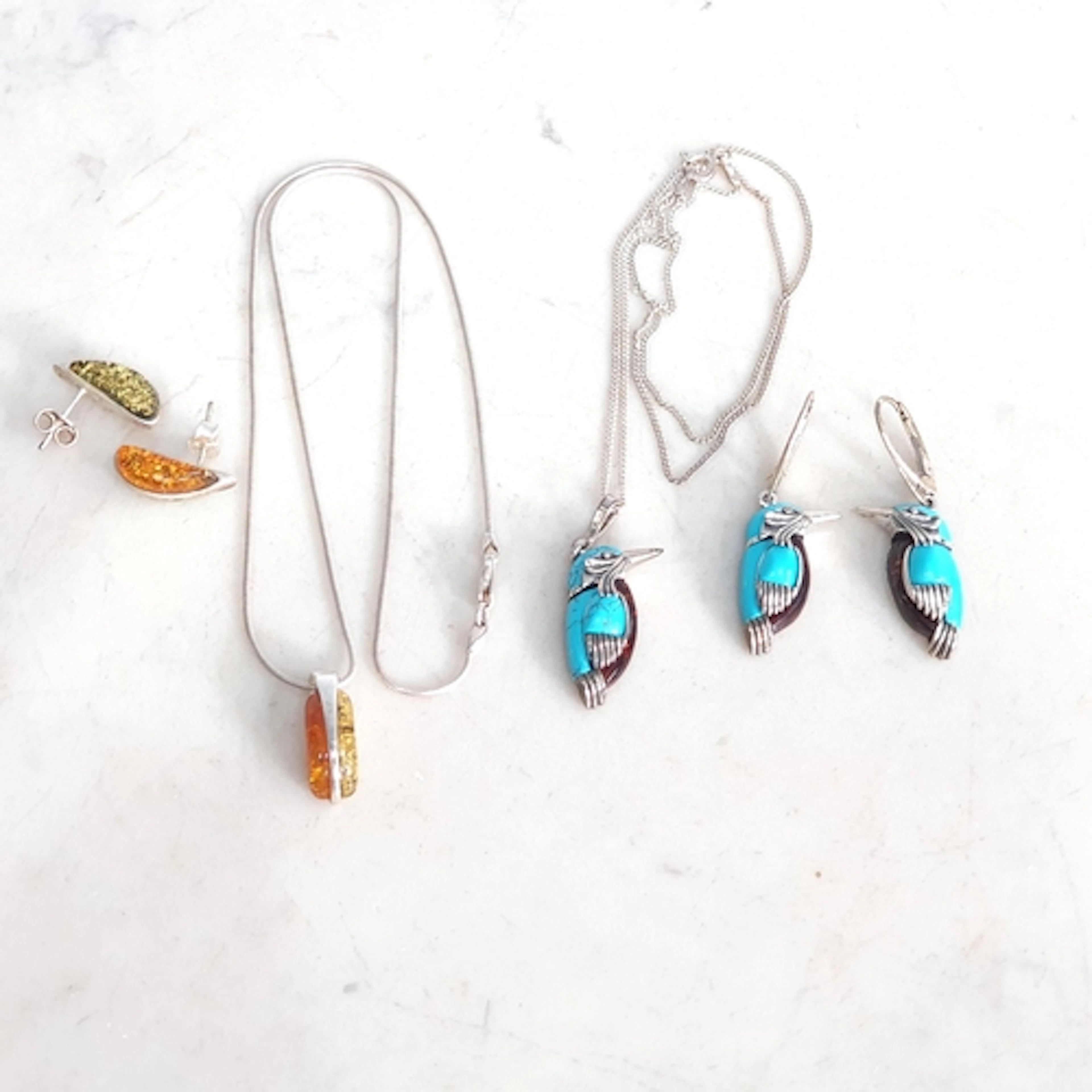 Two sets of Henryka Jewellery; Earrings and Pendant on Chain...