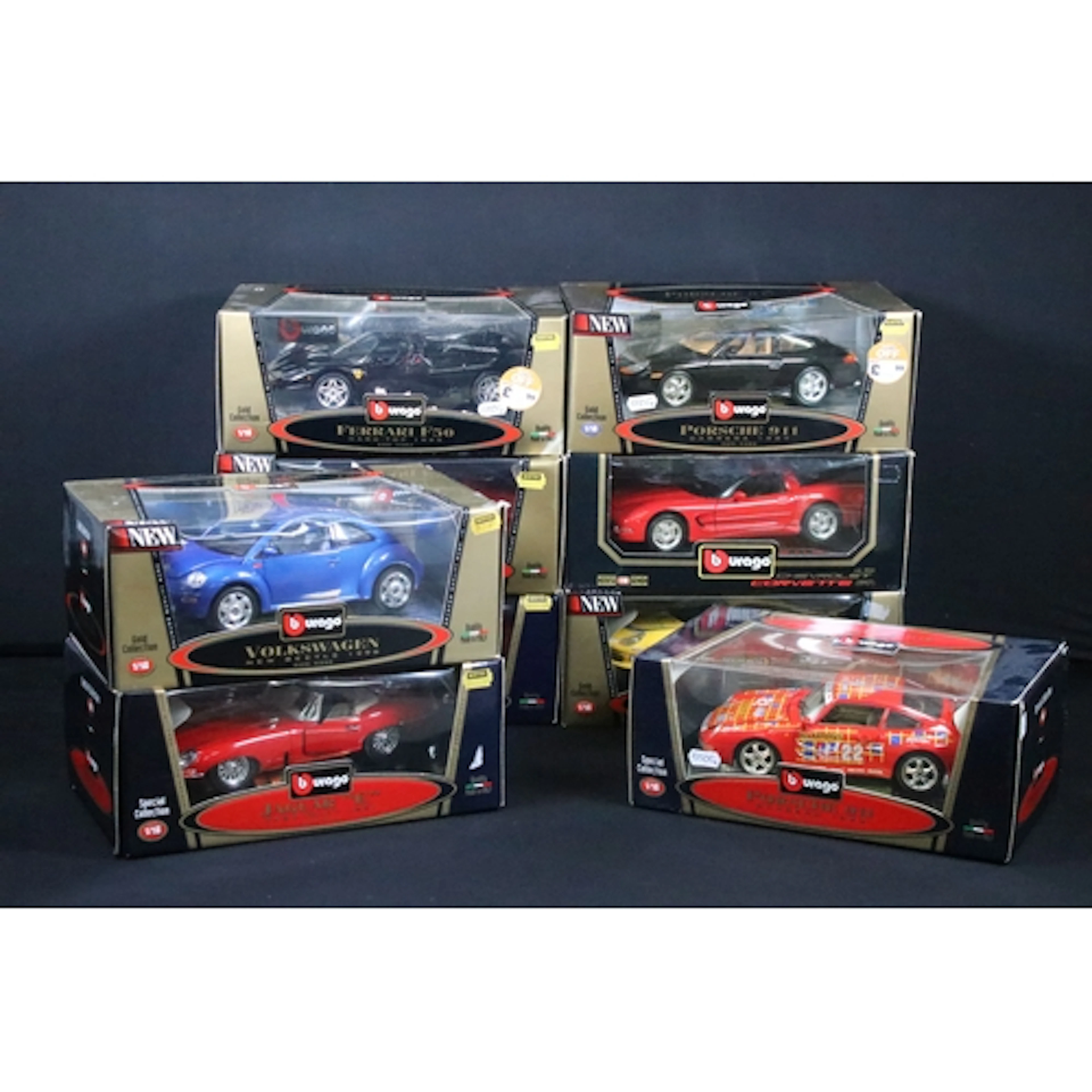 Nine boxed 1/18 Burago Special Collection, Diamonds and Gold...