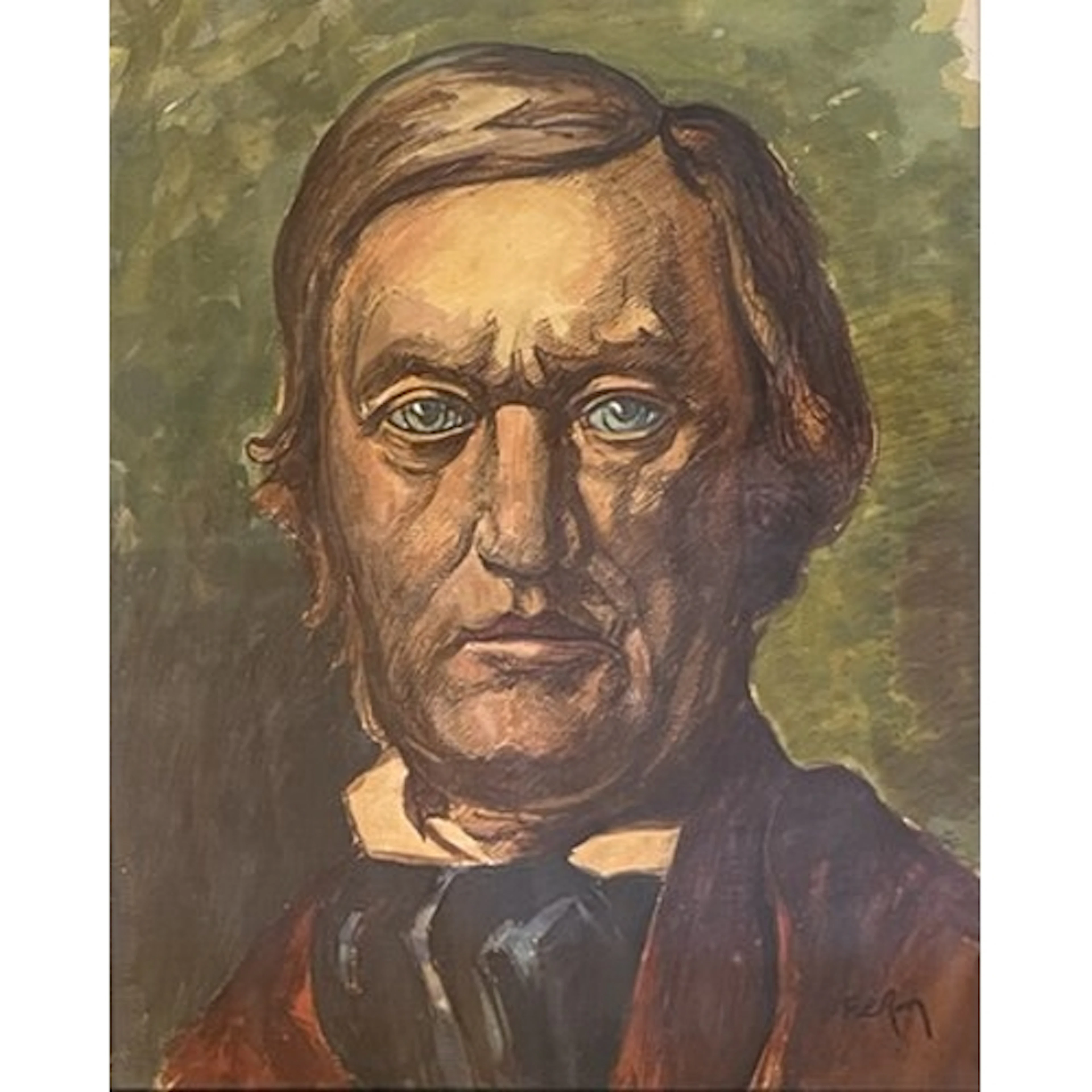 A vintage 20th century German oil on board portrait painting...