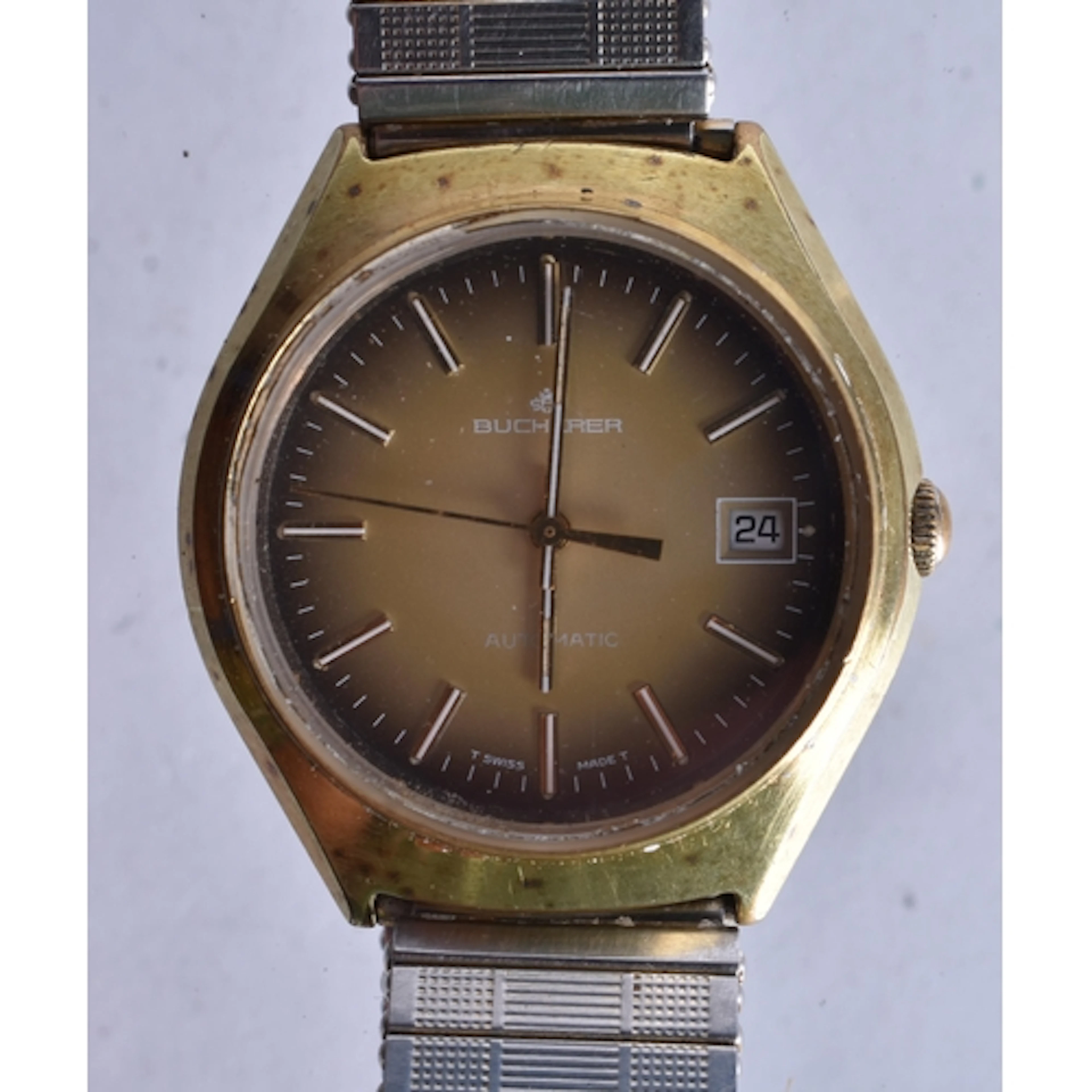Bucherer Vintage Automatic Watch Working. 3.5 cm wide.