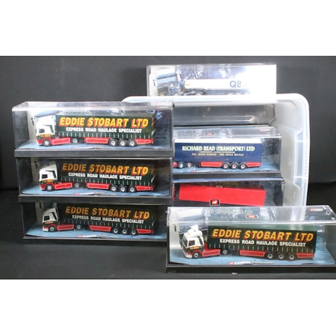 Nine boxed / cased Corgi Modern Trucks haulage diecast model...
