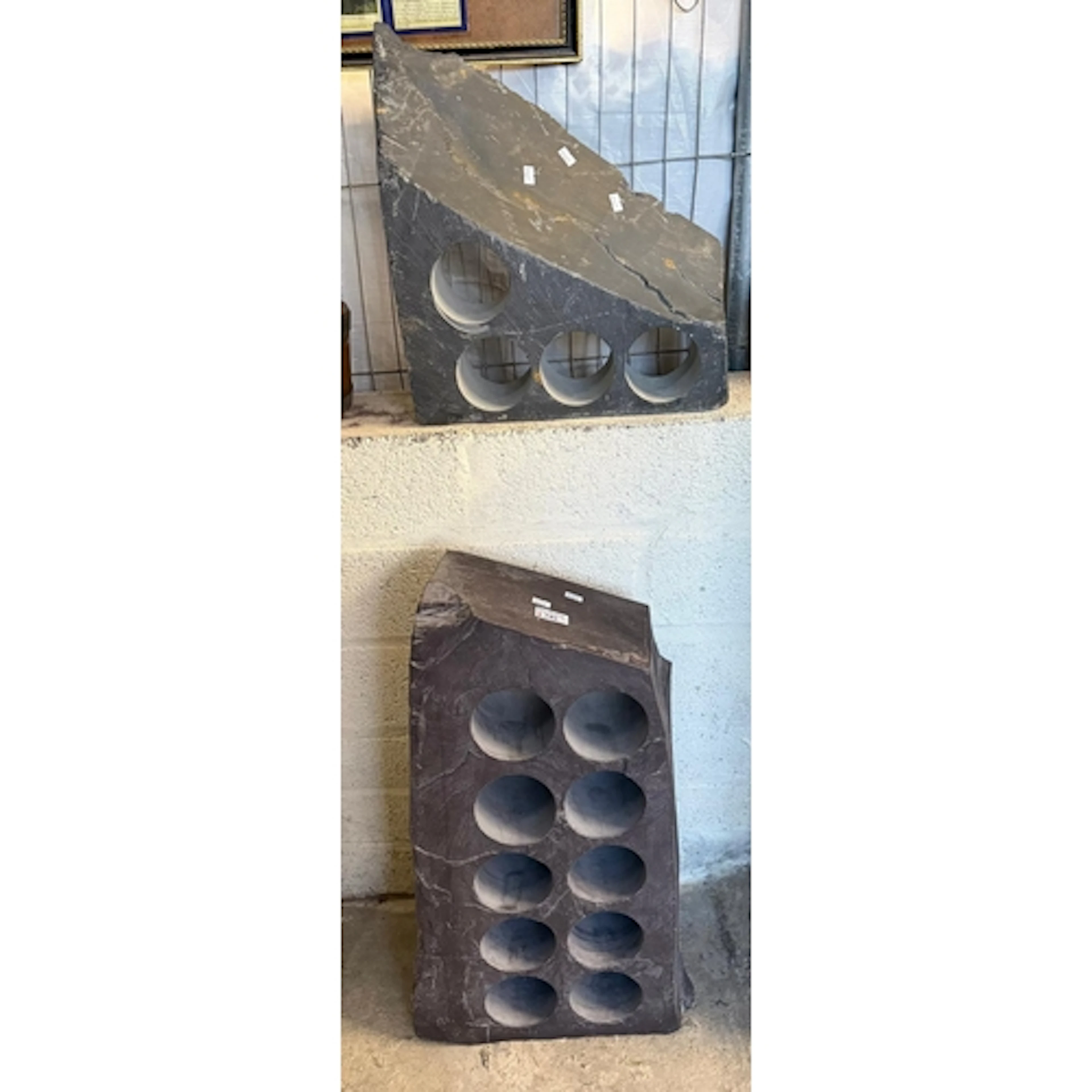 Two solid slate wine racks or bottle holders. (2) (B.P. 21% ...