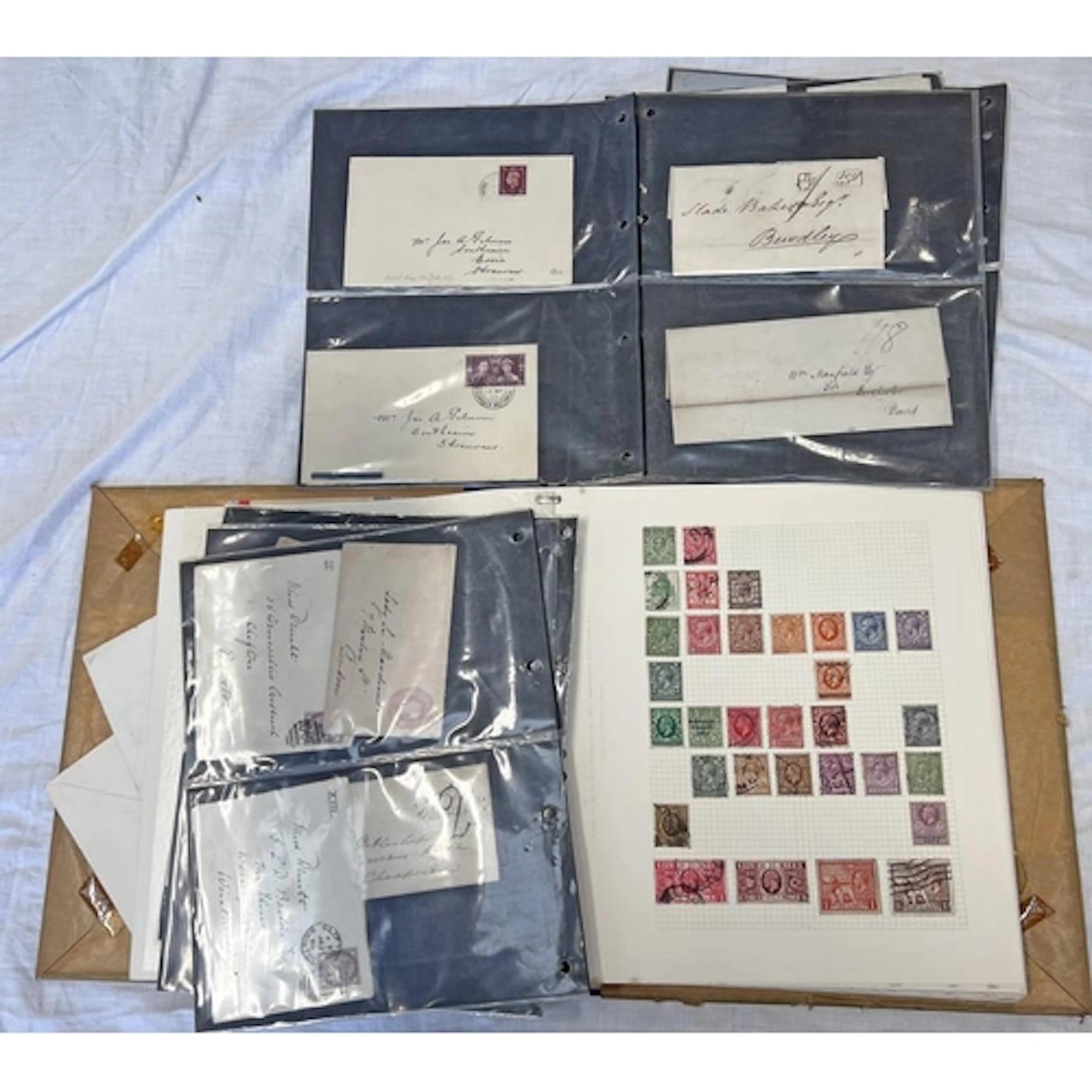 ALBUM OF GB STAMPS & POSTAL HISTORY INCLUDING BEWDLEY SOLICI...