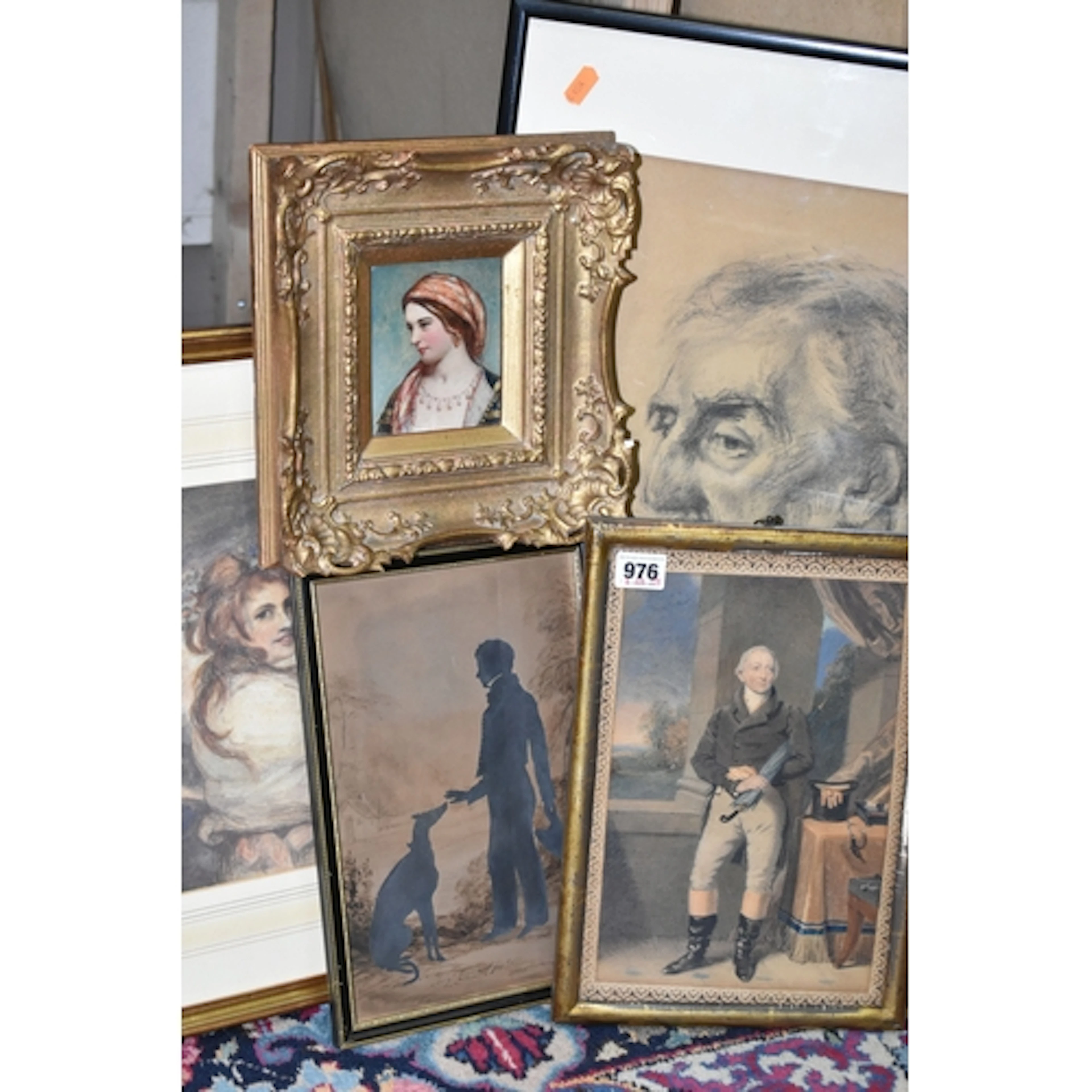 FIVE 19TH /20TH CENTURY PORTRAIT PICTURES, comprising a wate...