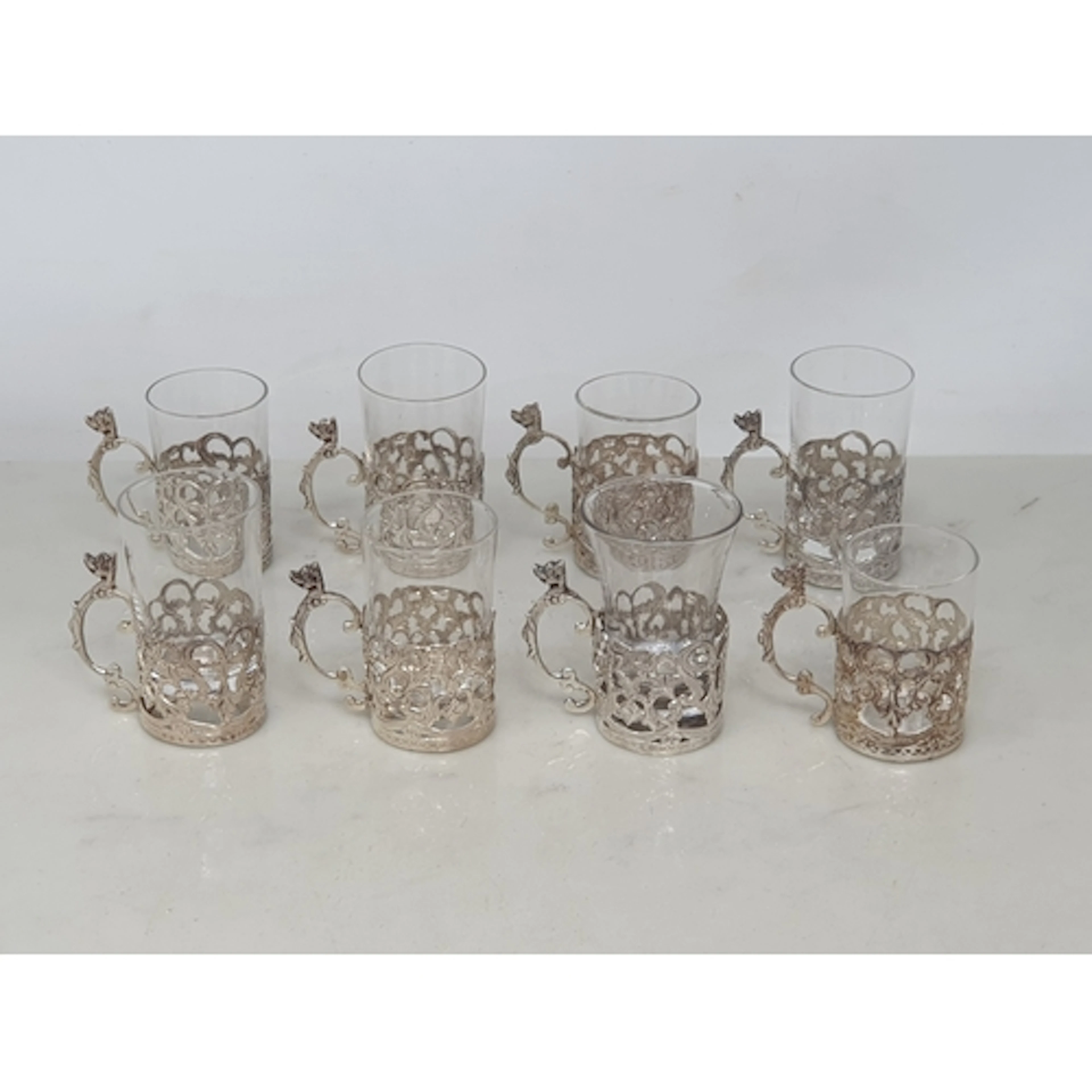 Eight Edward VII and later silver Tot Holders, Birmingham 19...
