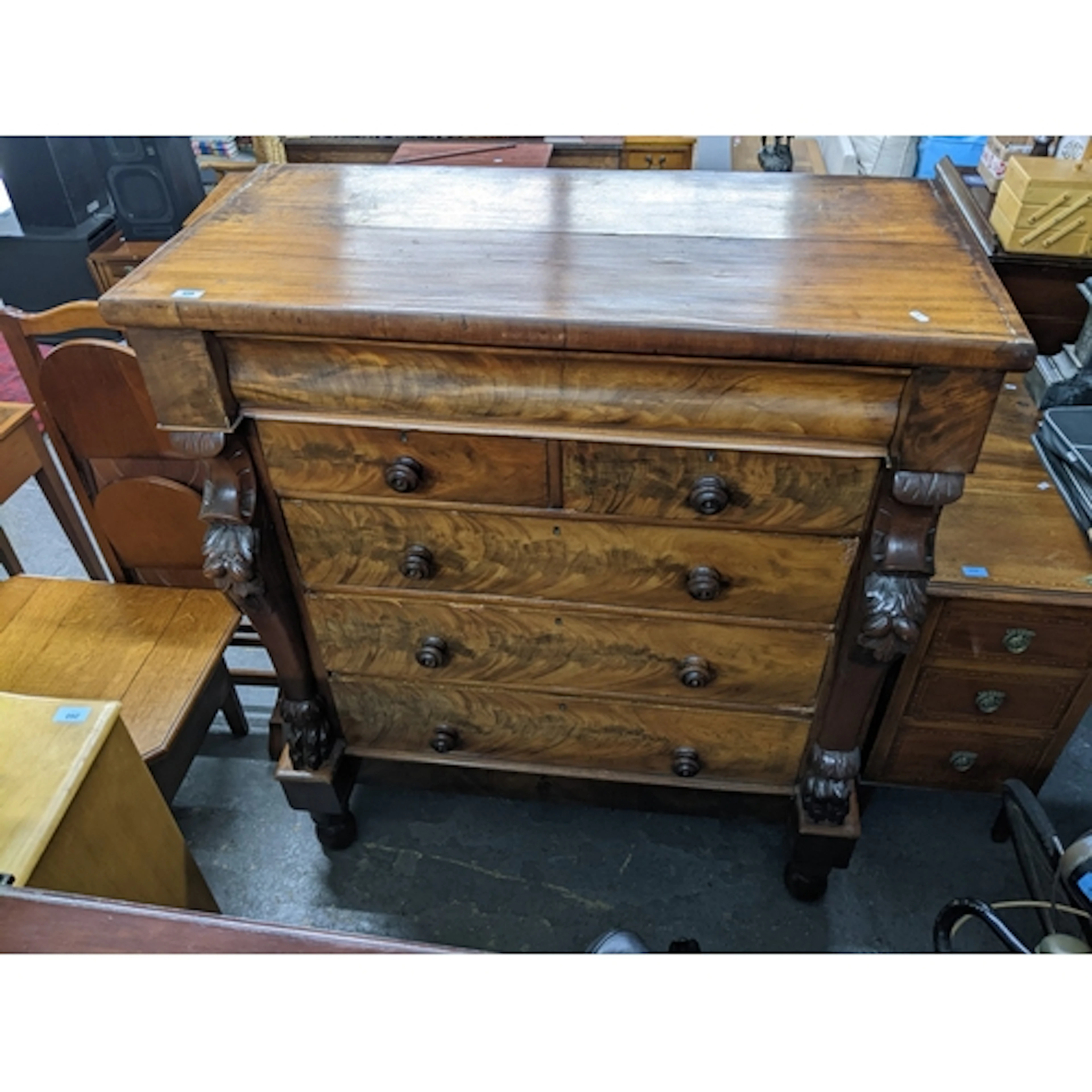 A Victorian Scottish chest of drawers, cushion drawers with ...