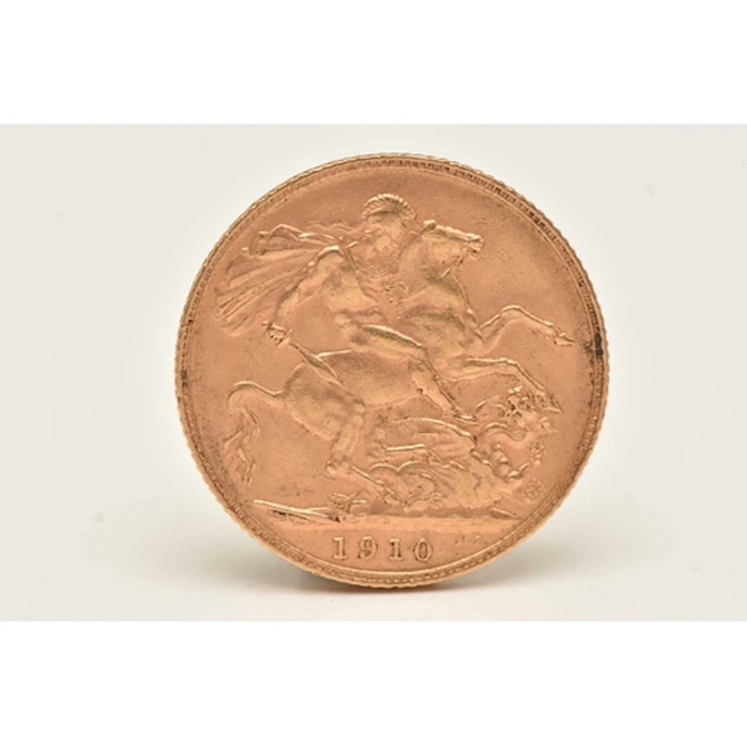 AN EDWARD VII FULL GOLD SOVEREIGN, dated 1910, approximate d...
