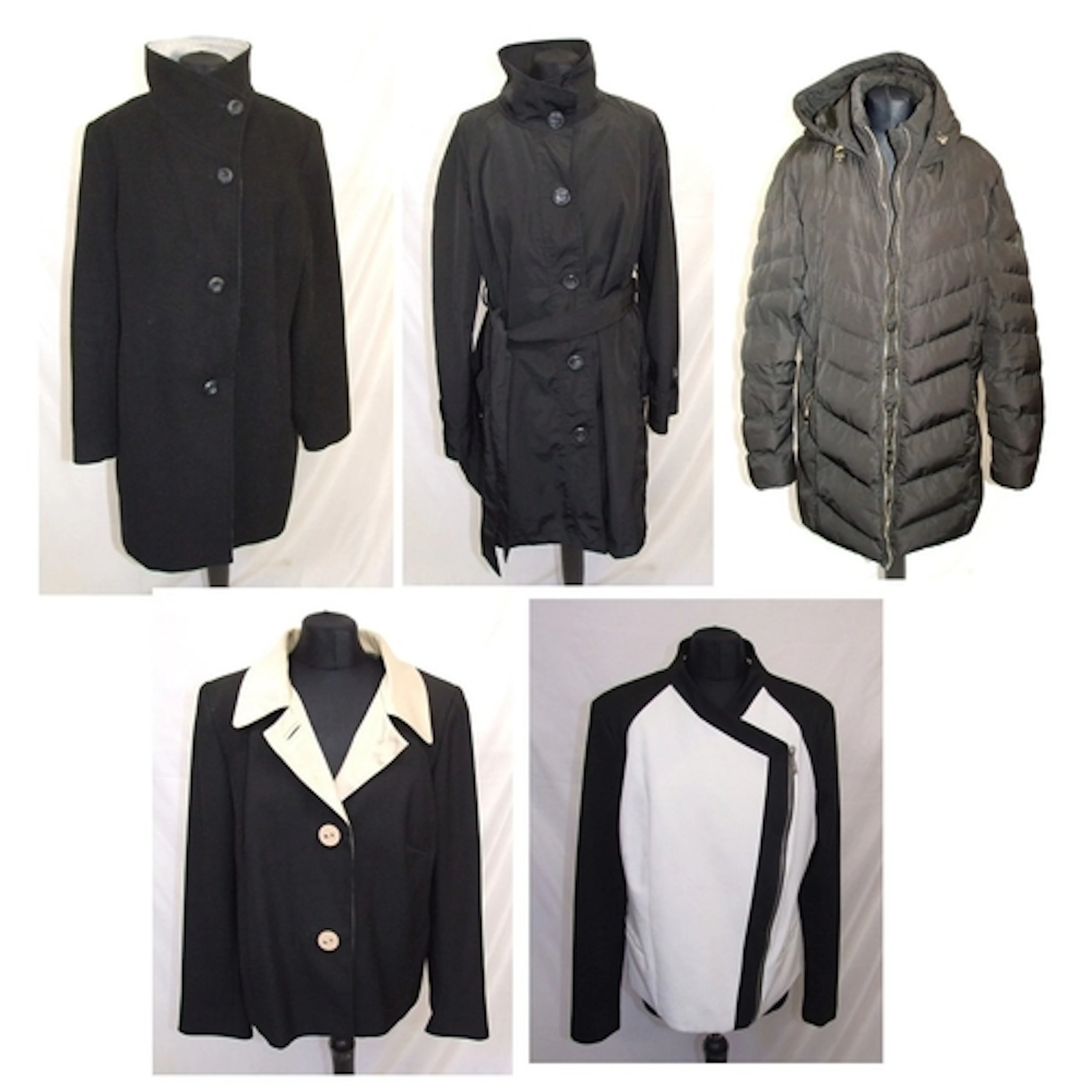 Ladies Ann Harvey black belted mac size 18, Roman black/crea...