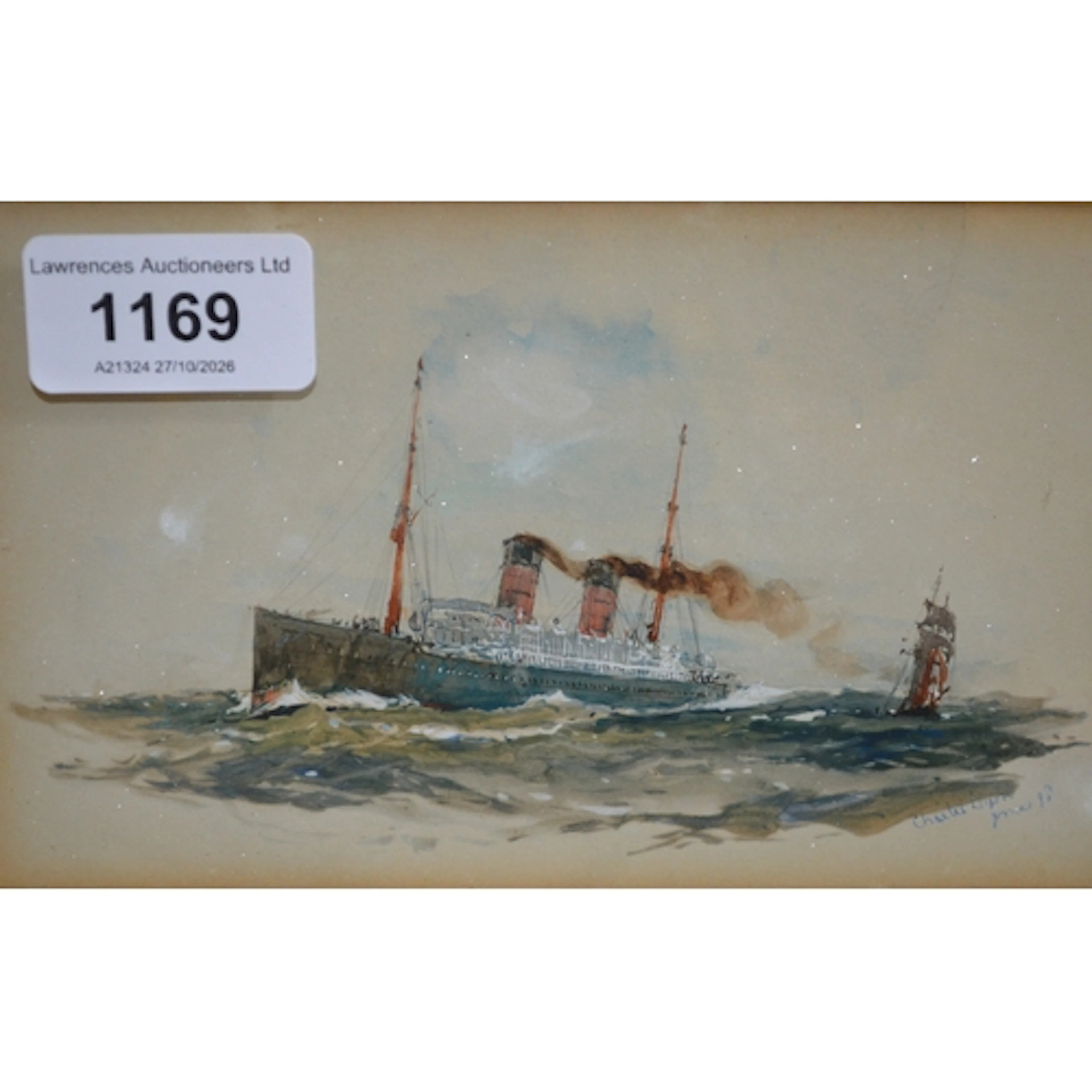 Charles Dickson, small watercolour, with a twin funnel steam...