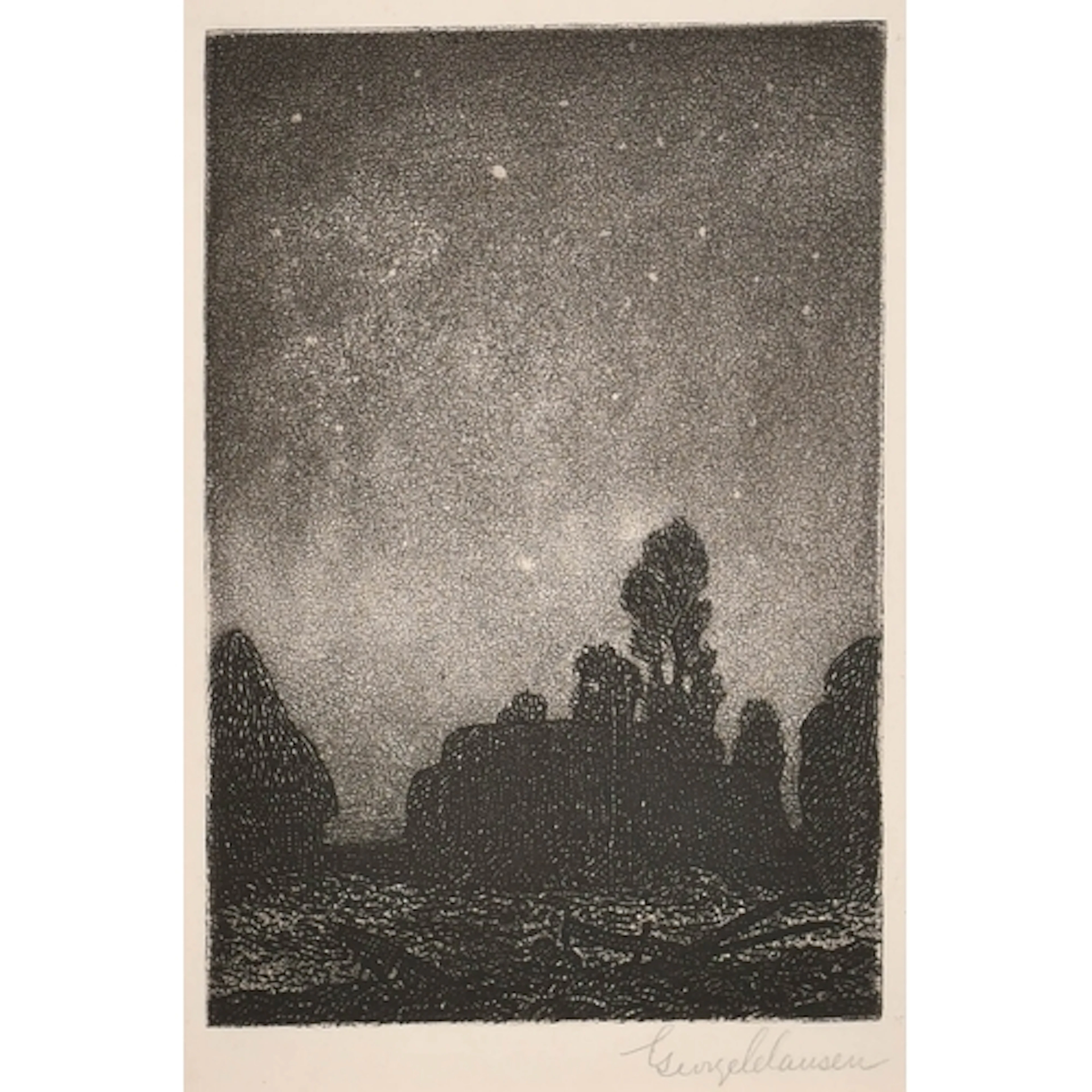 George Clausen (1852-1944) British. "A Starry Night", Etchin...