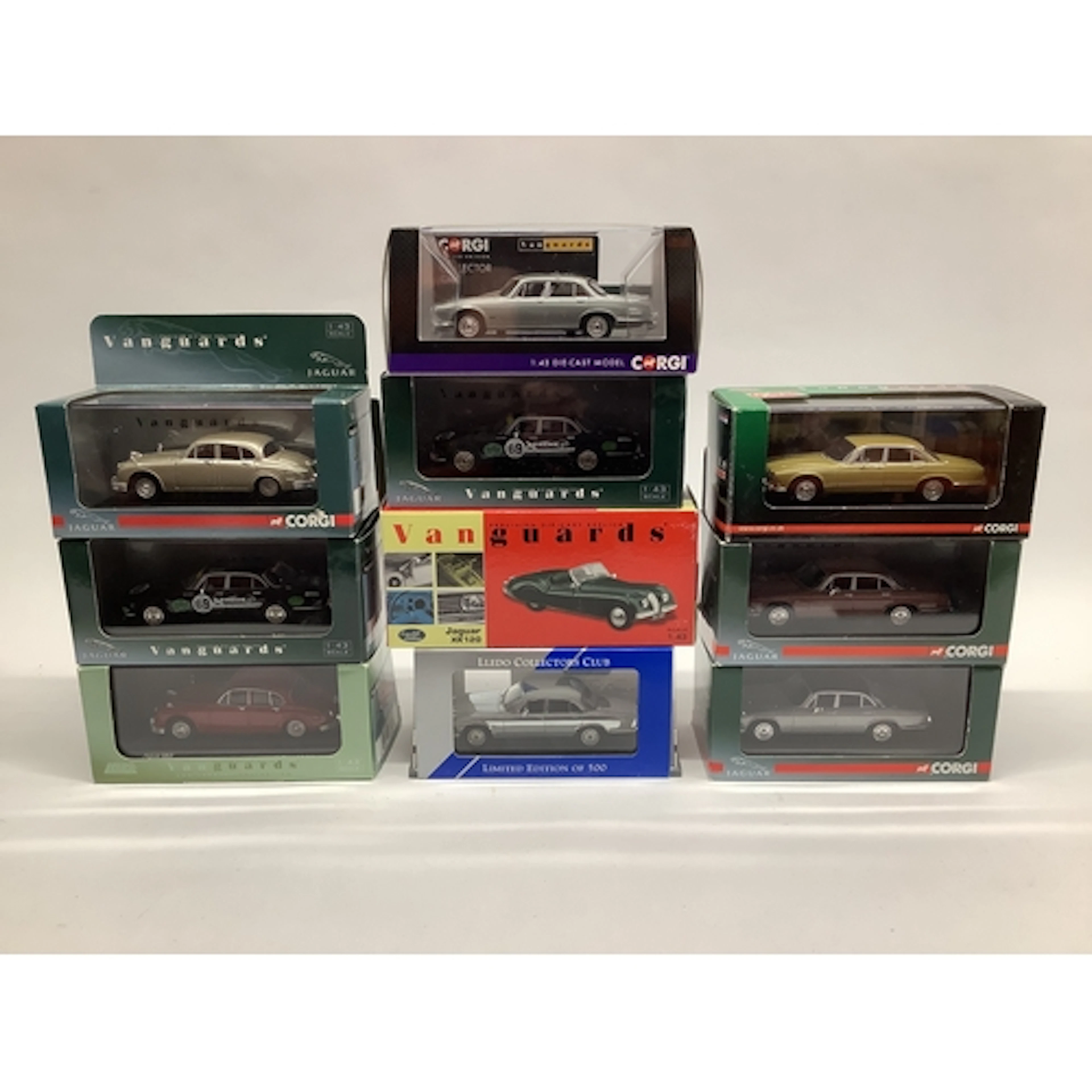 Ten Lledo, Corgi Vanguards 1:43rd scale diecast model Jaguar...