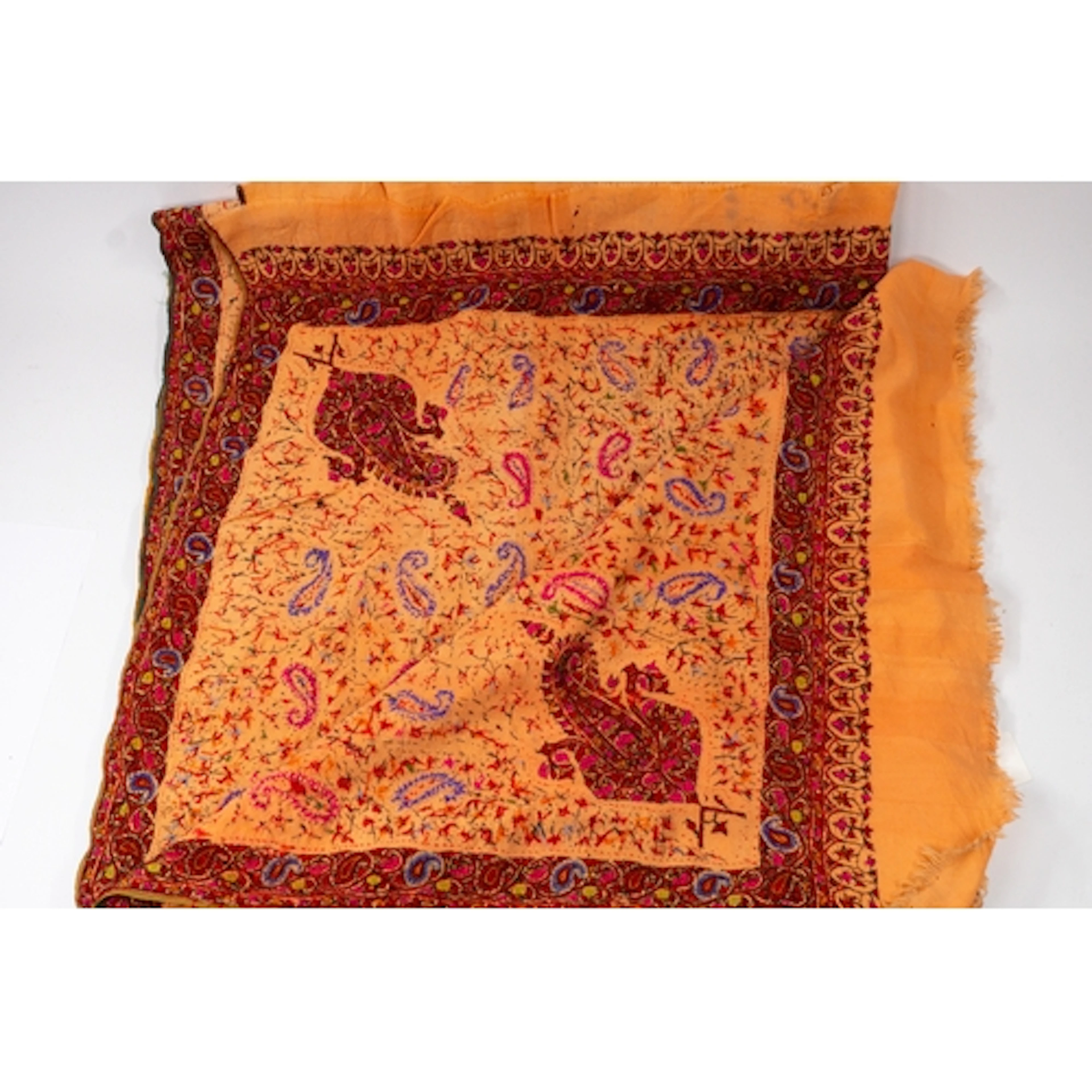 Textiles: An Indian hand-embroidered throw, mid 20th century...
