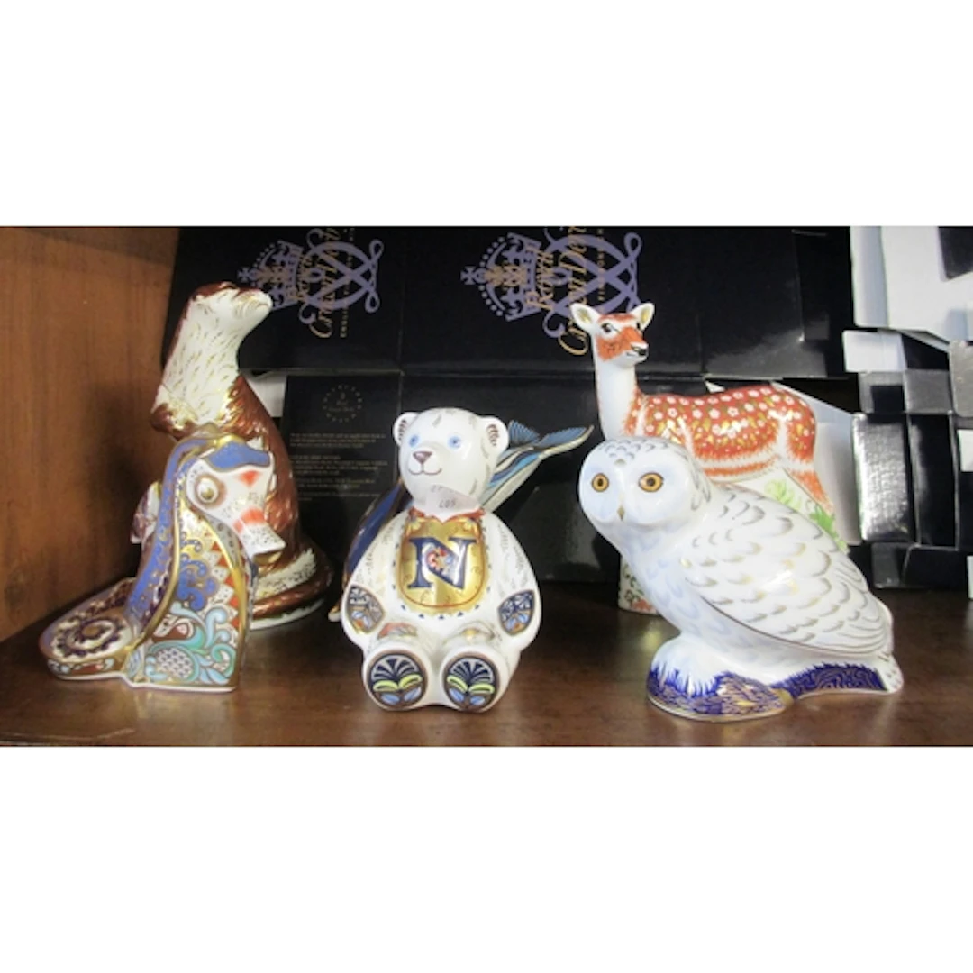 Group of six Royal Crown Derby paperweights, ' Fallow Deer '...
