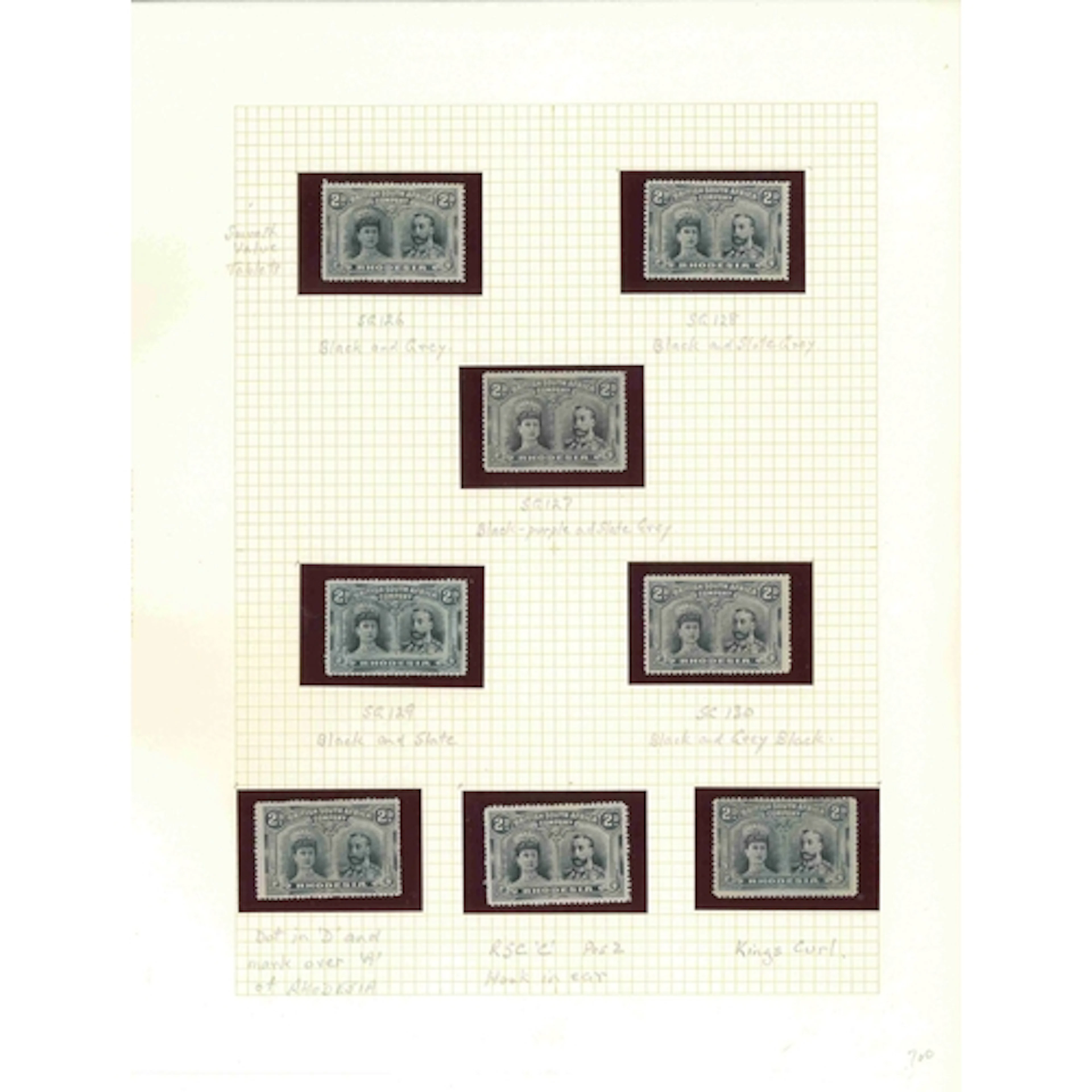 Rhodesia. Double Heads. 1910-13 2d range, various shades and...