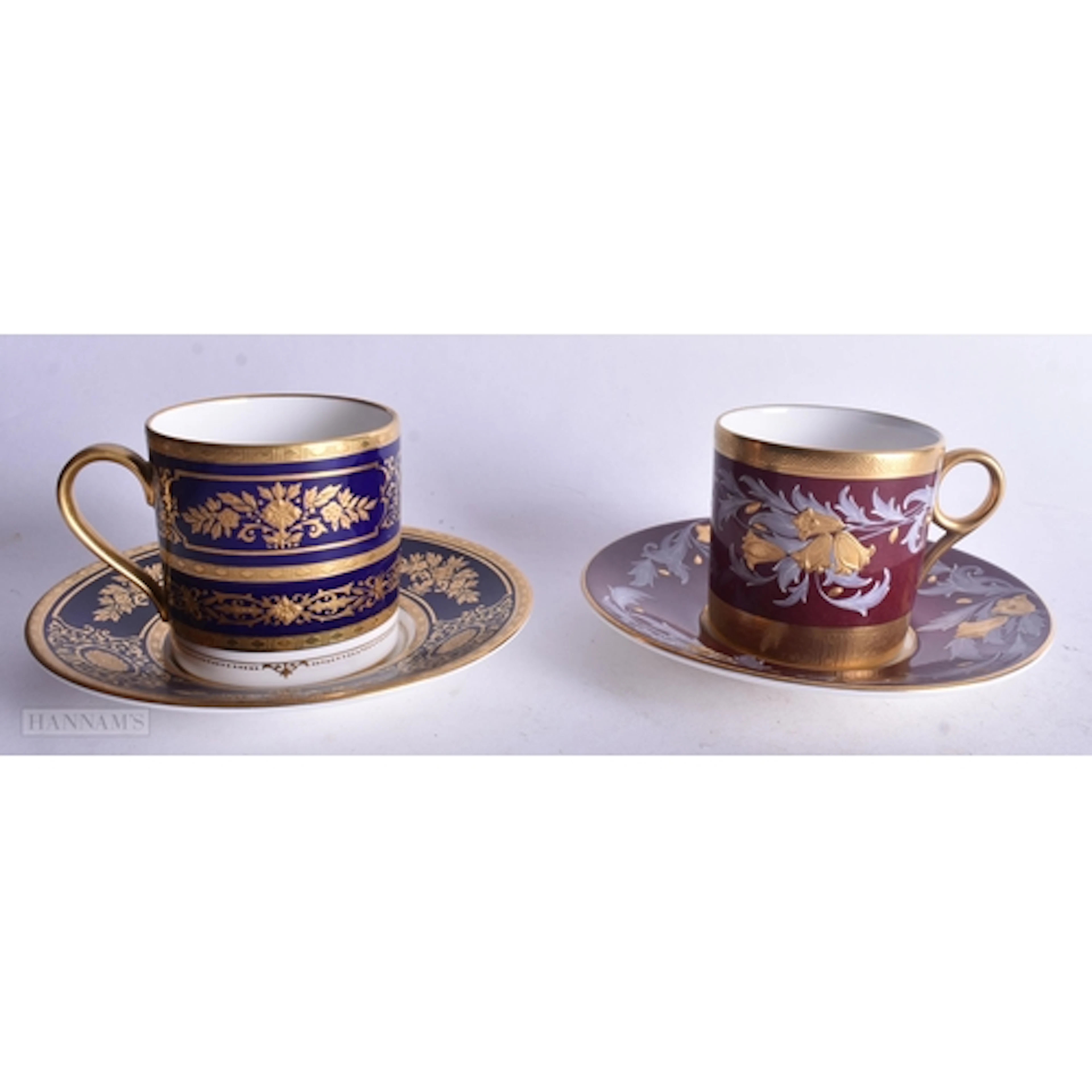 Minton fine coffee can and saucer with Limoges enamel and ra...