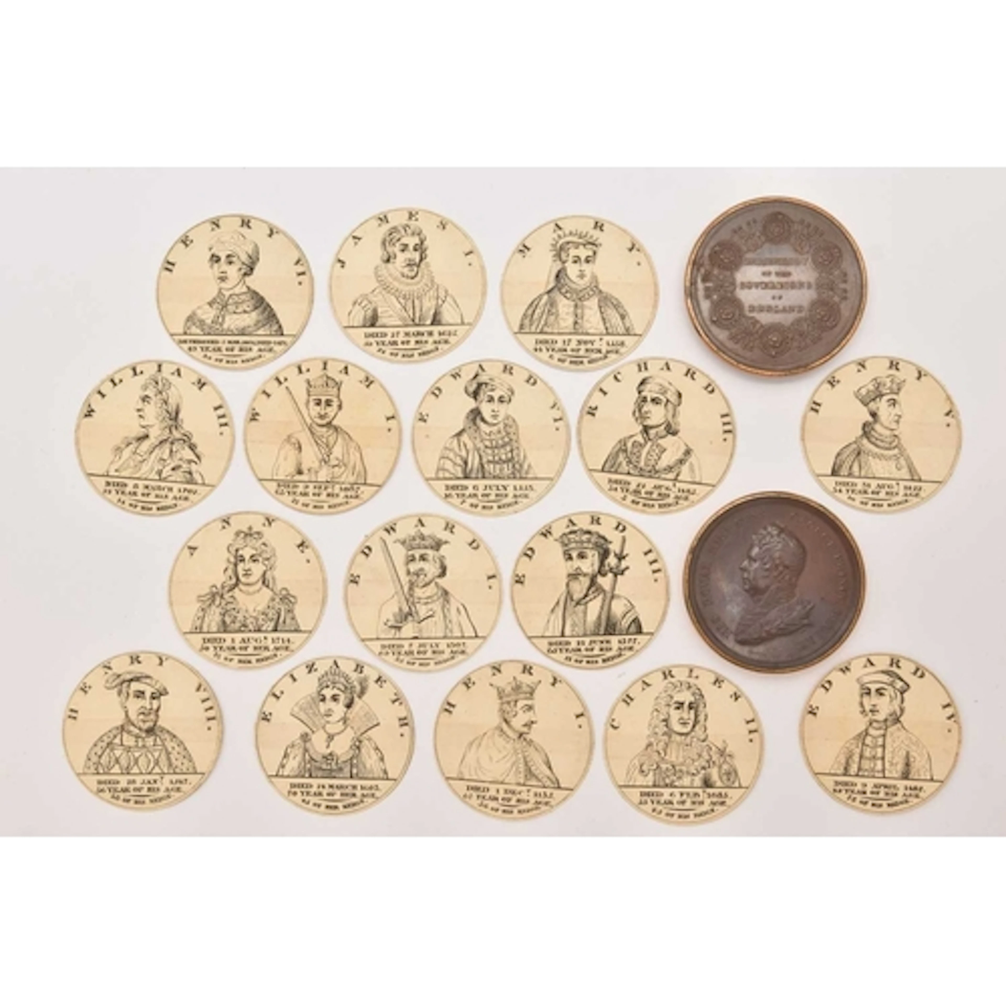 CHRONOLOGY OF THE SOVEREIGNS OF ENGLAND, a circular metal ca...
