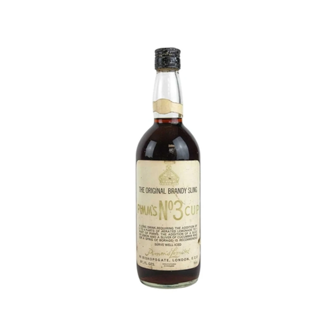 A vintage bottle of Pimm's No.3 Cup. The original brandy sli...
