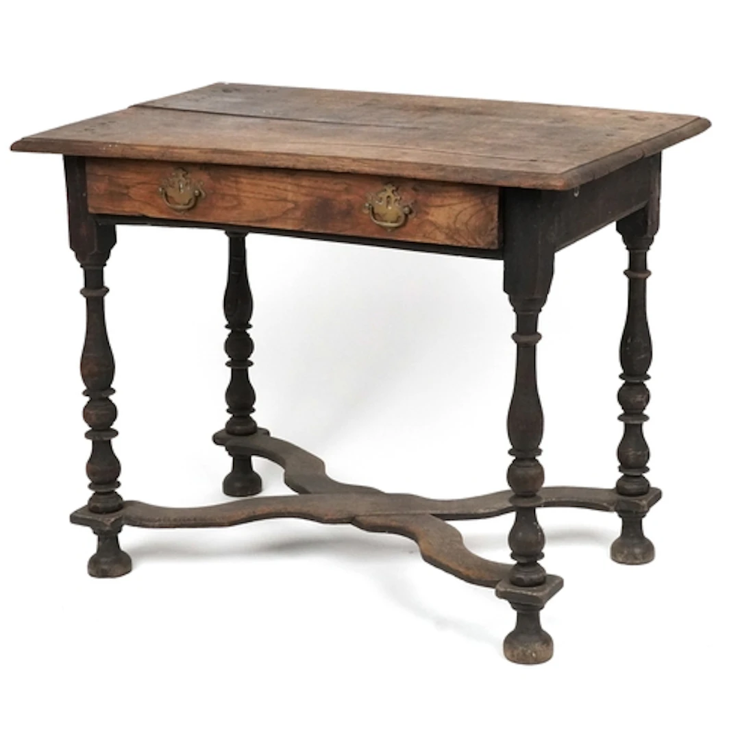 Oak side table with rectangular top above a single frieze dr...