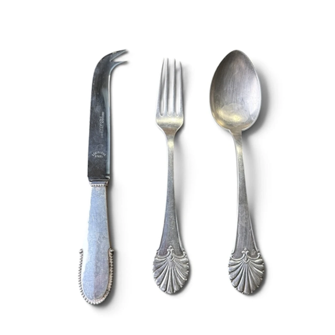 GEORG JENSEN: A DANISH SILVER CHRISTENING SPOON AND FORK Cop...