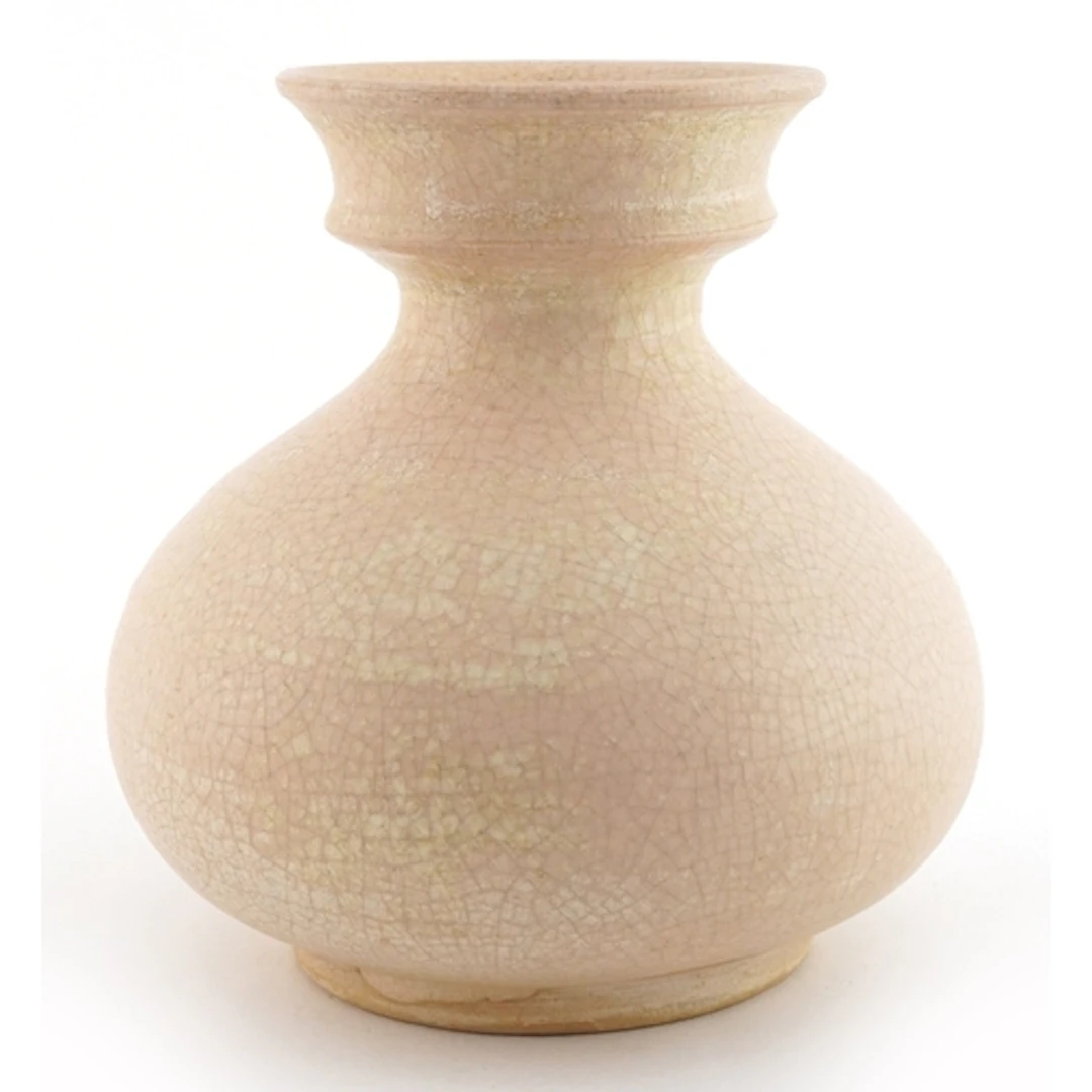 Chinese porcelain crackle glazed vase having a globular body...