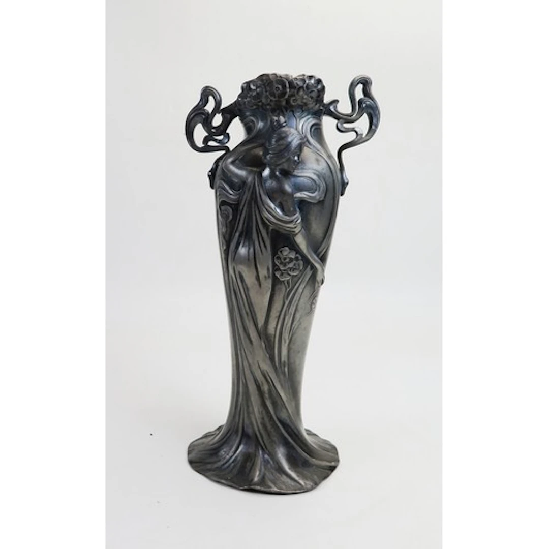 Art Nouveau Serenity style pewter vase by W.M.F (Wurttemberg...