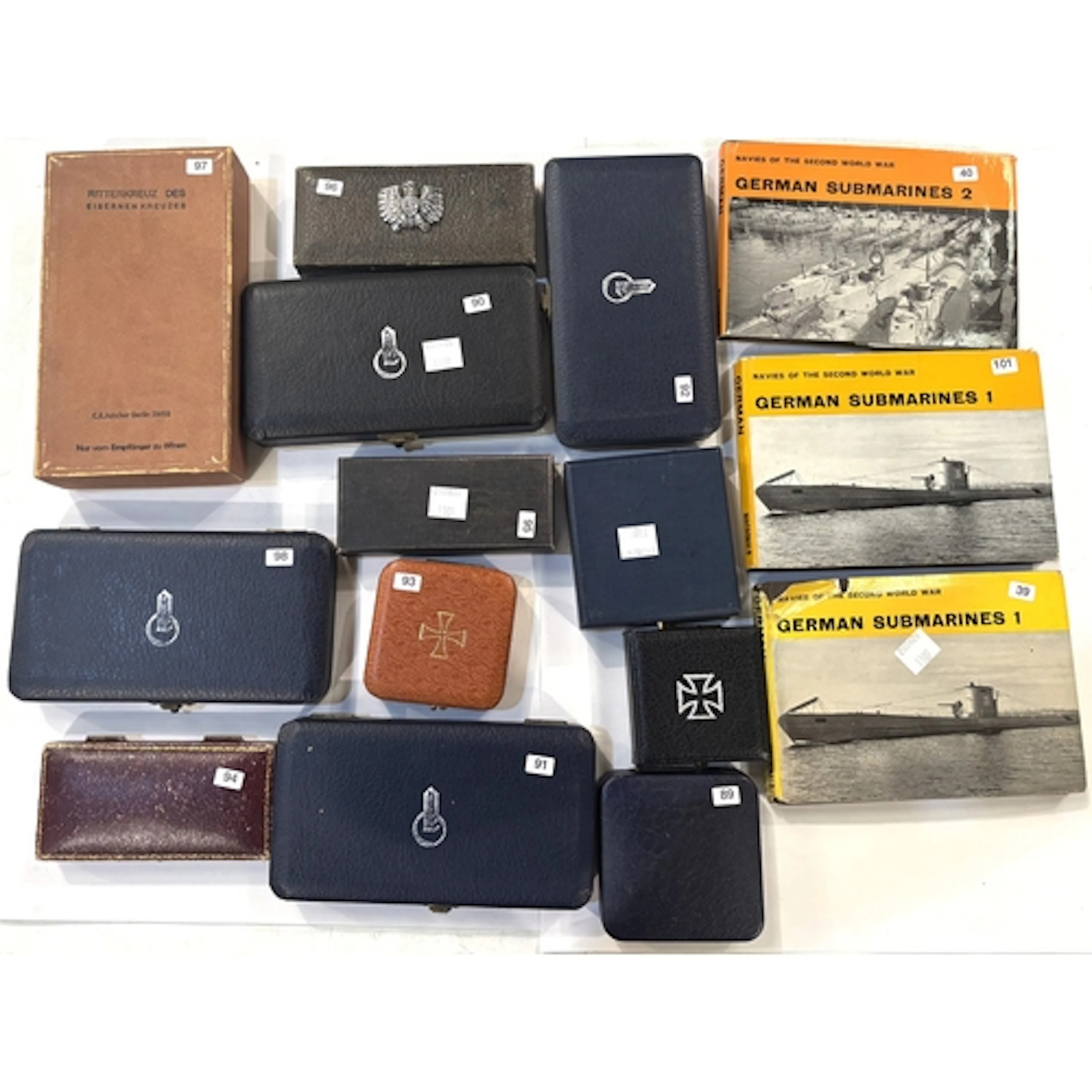 A selection of various WWII German military award boxes and ...