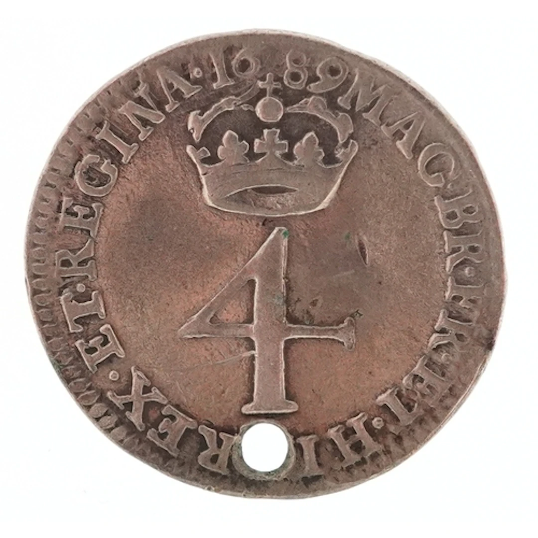 William & Mary 1689 silver Maundy fourpence.
