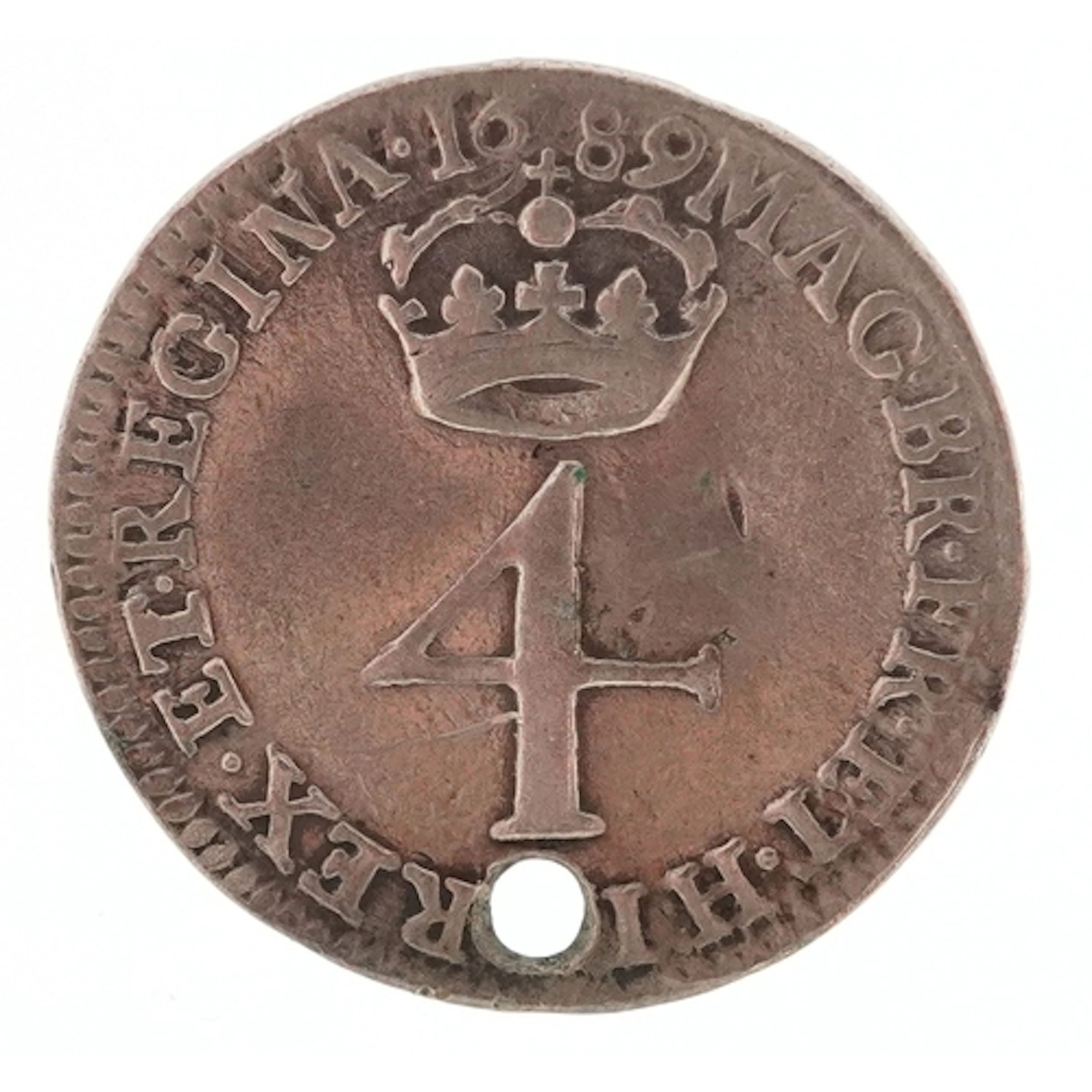 William & Mary 1689 silver Maundy fourpence.