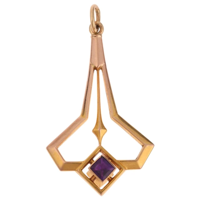 An Antique Edwardian 9ct rose gold amethyst double-sided ope...