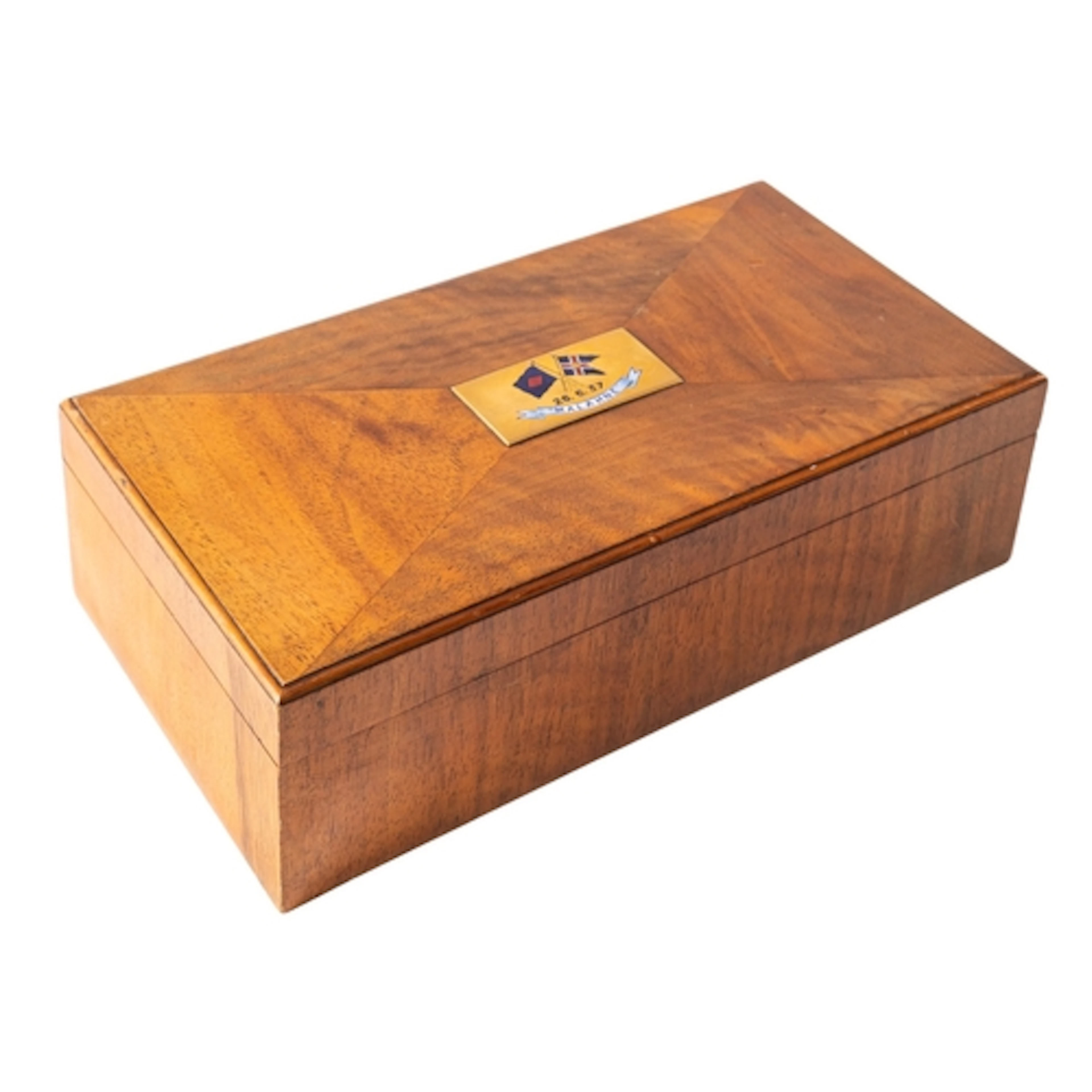 An early 20th century walnut cigarette casket for MY 'Malahn...
