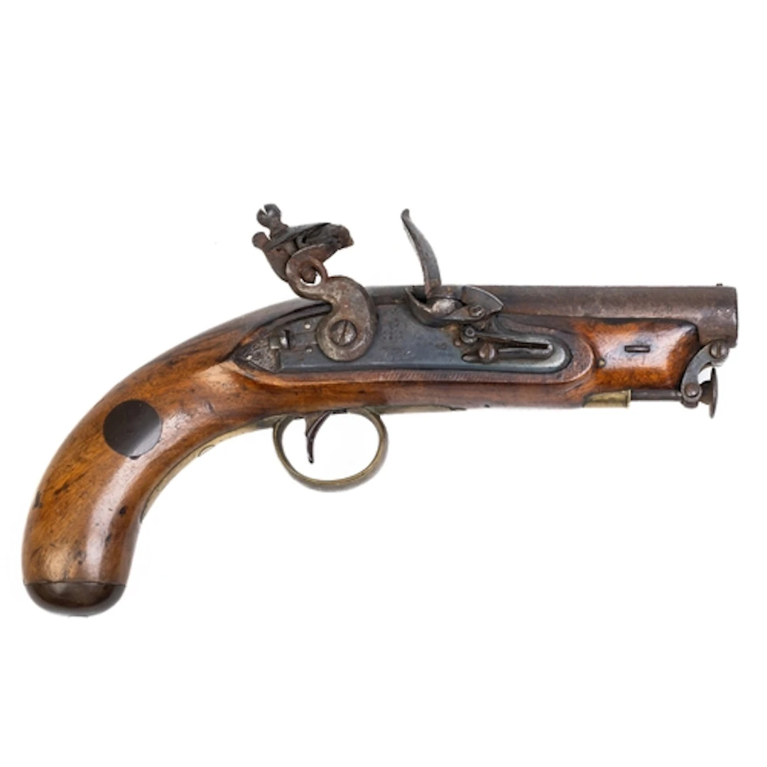 GEORGIAN FLINTLOCK PISTOL. Georgian flintlock pistol, 11.5cm...