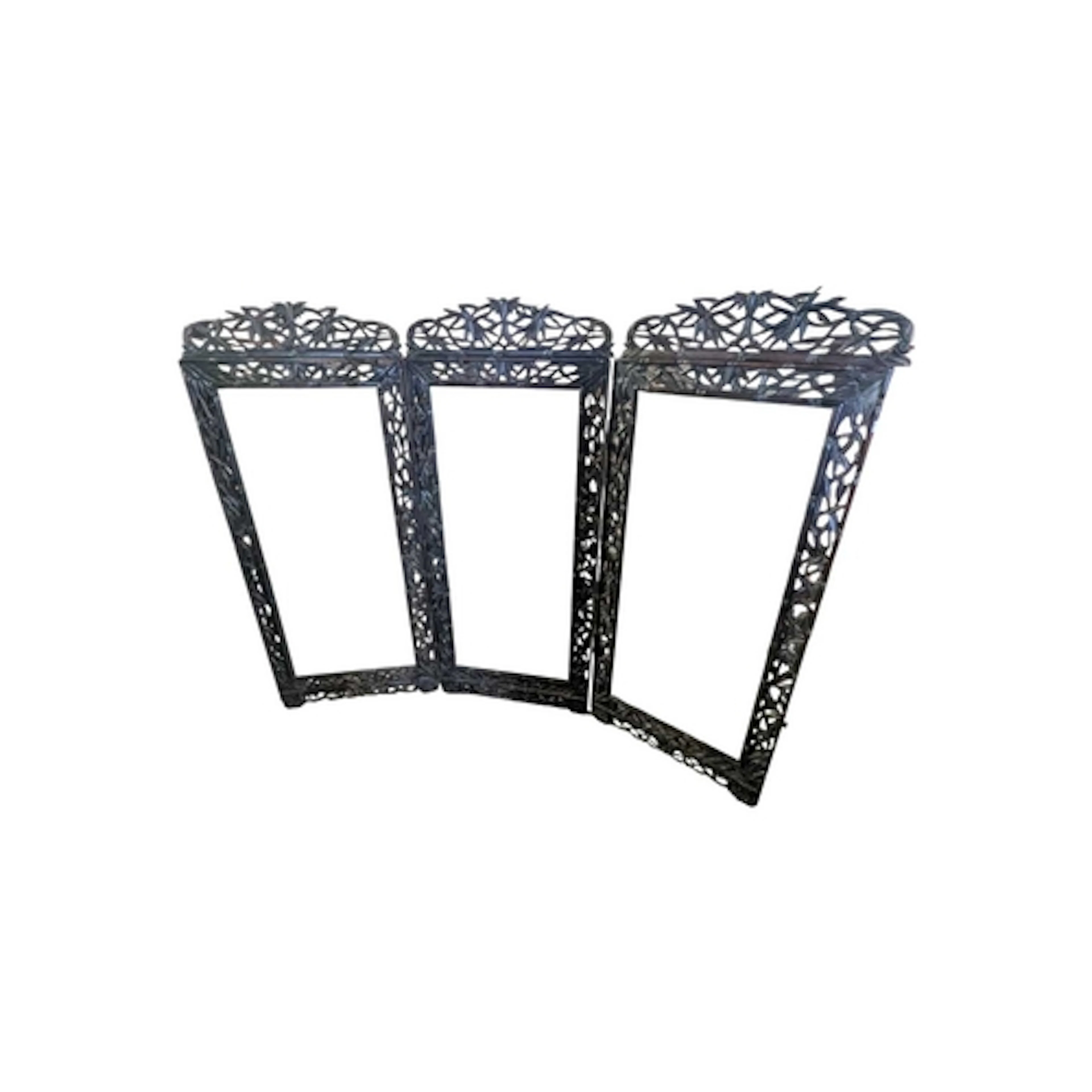 19th century Chinese hardwood triptych frame / room divider....