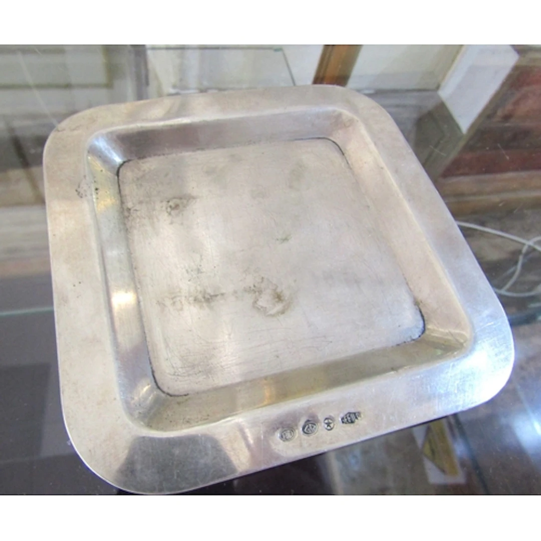 Silver Desk Ashtray or Pin Dish Square Form Approximately 4 ...